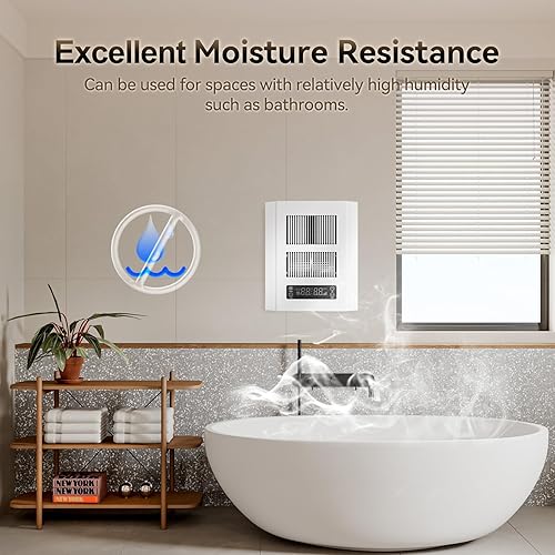 Miniatura 6 de Calentador eléctrico de pared para uso en interiores, calentador de pared de 120 V con termostato y control remoto, 3 modos de calefacción,