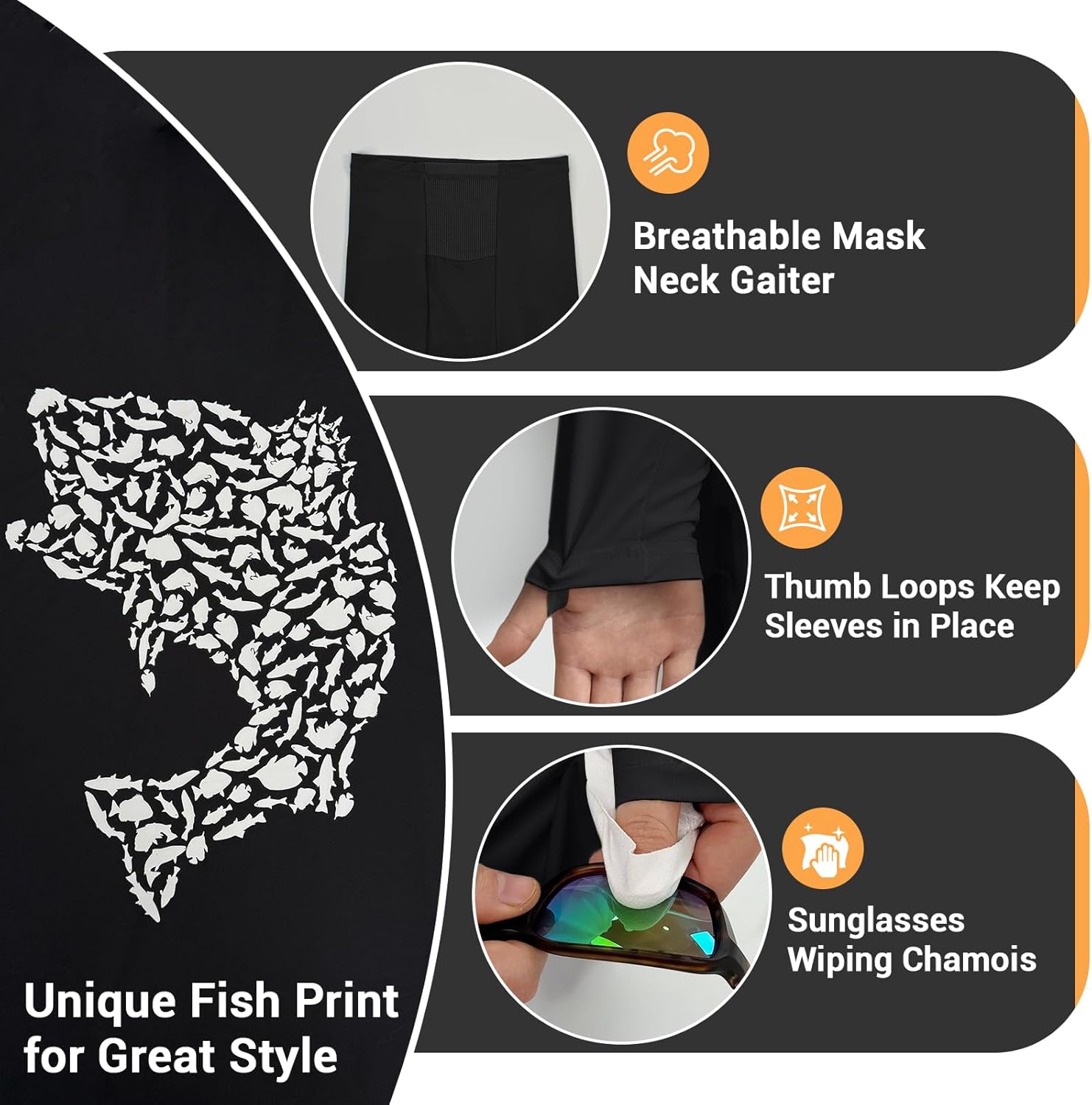 Palmyth Fishing Hoodie for Men Long Sleeve Sun Protection Shirts UPF 50+ Hooded with Neck Gaiter - Image 5