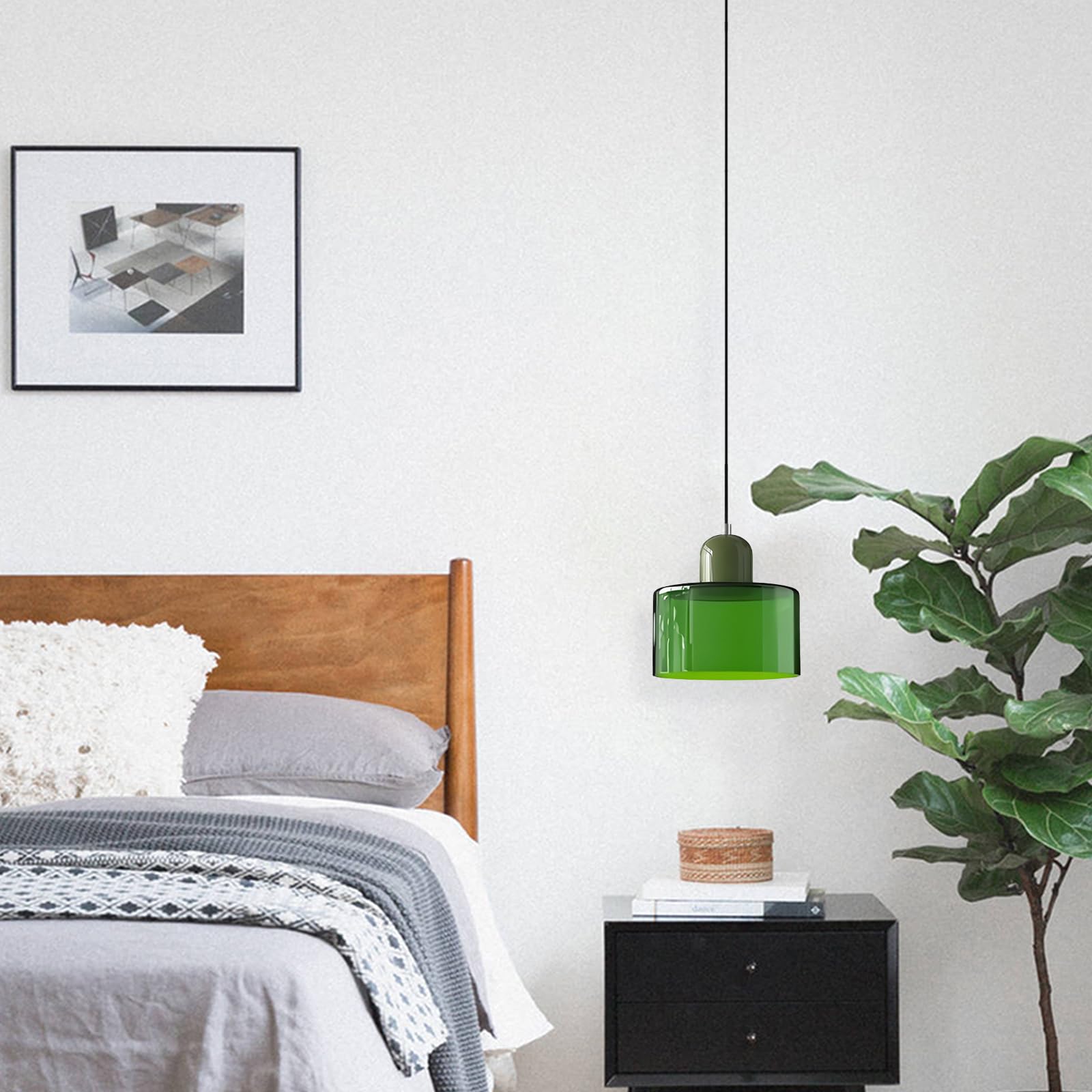 Pendelleuchte Glas Kleine Moderne Hängeleuchte Höhenverstellbar Für Schlafzimmer Kücheninsel Wohnzimmer Flur Esszimmer Deckenlampe (Grün)