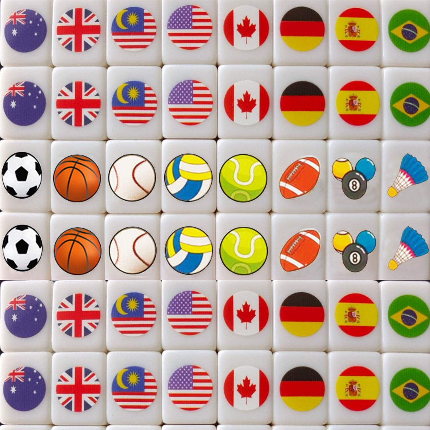 Mahjong Gioco da Tavolo Emoji, Set Mahjong con 65 Tessere con Motivo a Bandiera da 24 mm, Gioco di Strategia Classico, Gioco da Tavola Adatto a Casa, All'aperto
