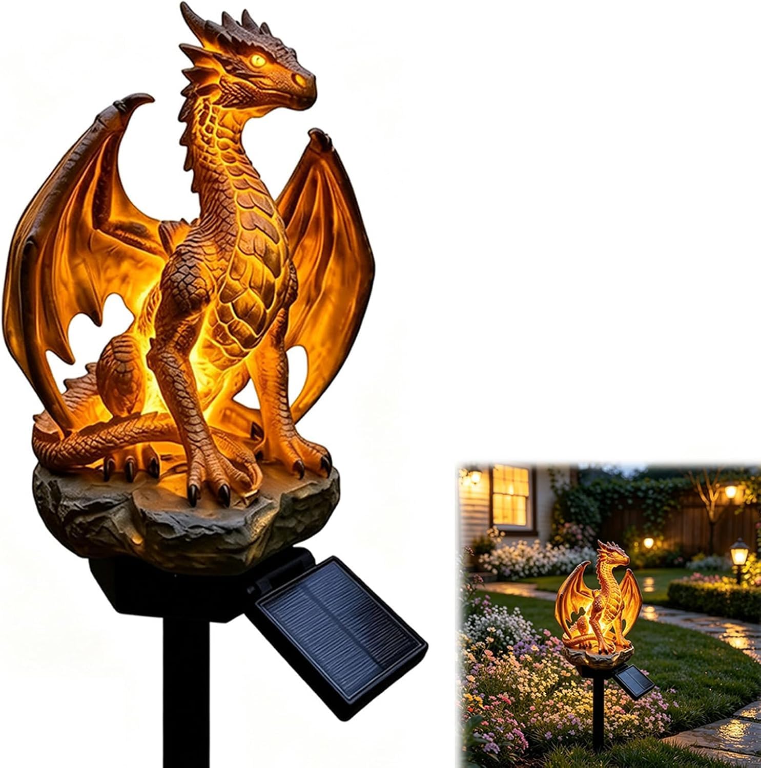 1Pc Styleb Halloween Dragon Golden Ember Edition Solar Garden Light