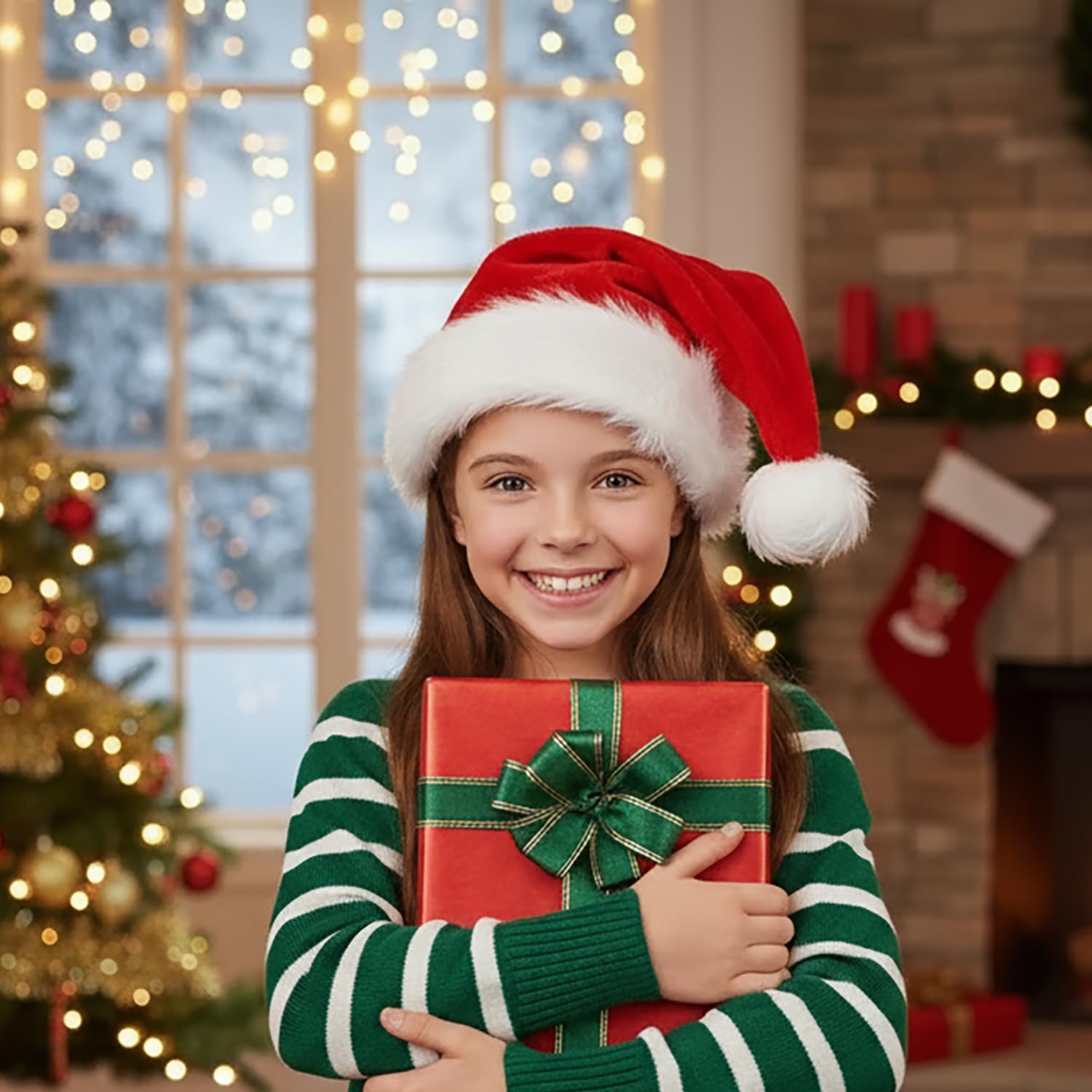 Santa Hat | Soft Red Christmas Hat with White Fur Trim | Lightweight Festive Holiday Party Hat | Thick Fabric & Traditional Look | Unisex for Entire Family