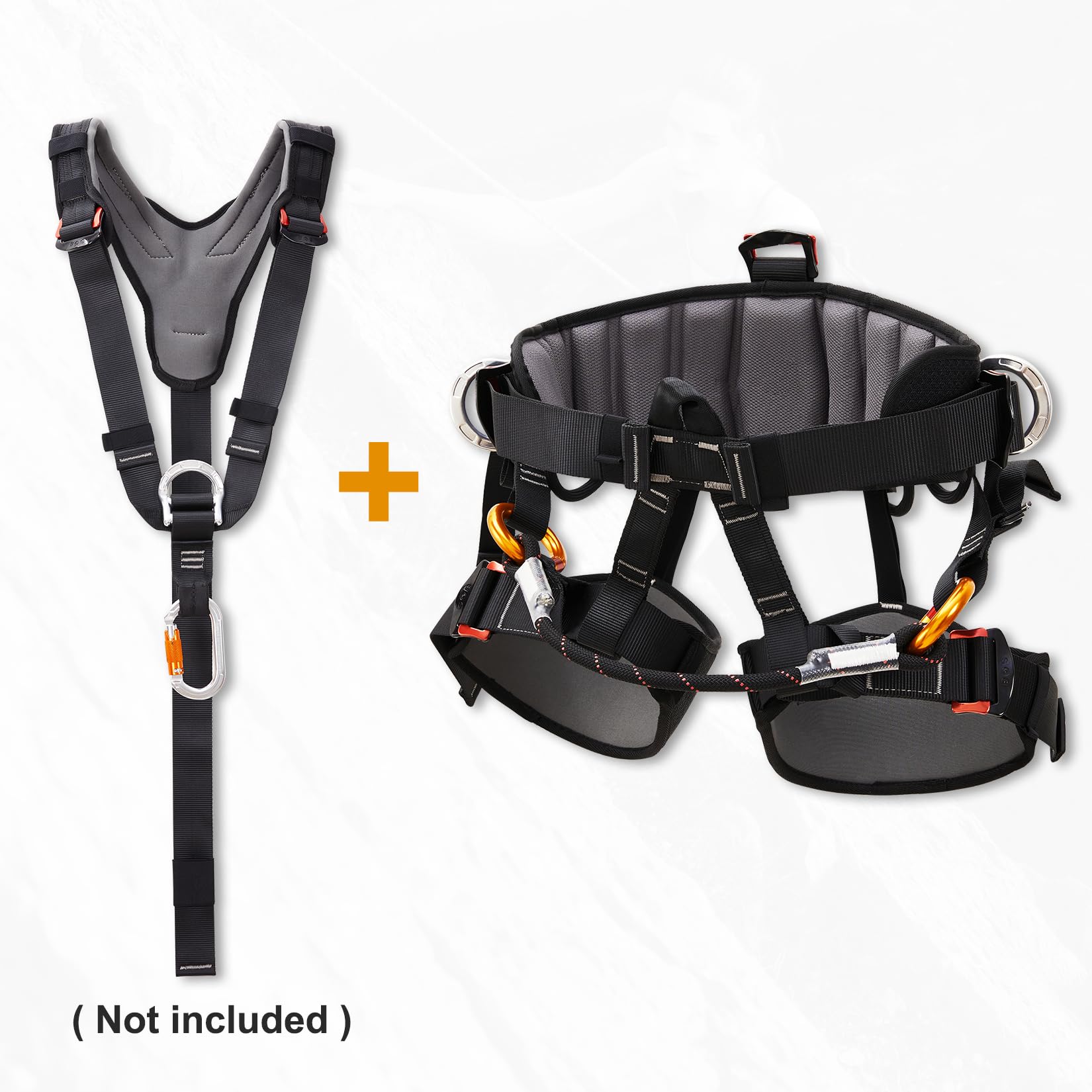SOB Arnés de Escalada Ajustable Reforzado Profesional, Cinturón de Seguridad de Media Cuerpo para Escalada de Árboles, Rescate de Incendios, Espeleología, Escalada en Roca y Rápel