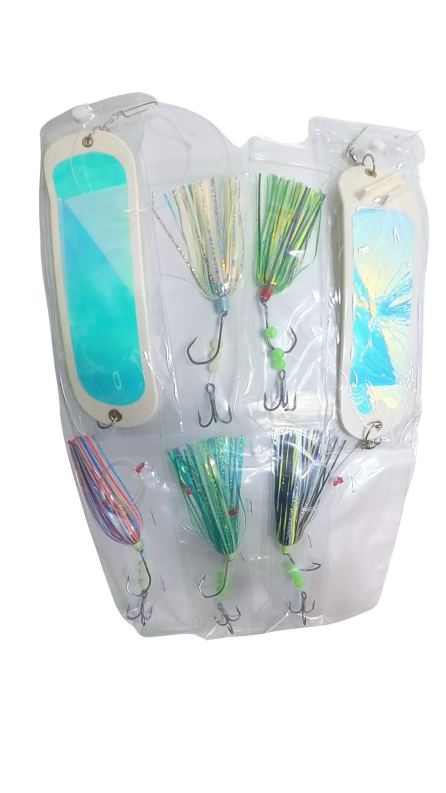 Salmon Trolling Fly & Flasher Captain's Combo, Pre Tied/Rigged Ready to Fish!