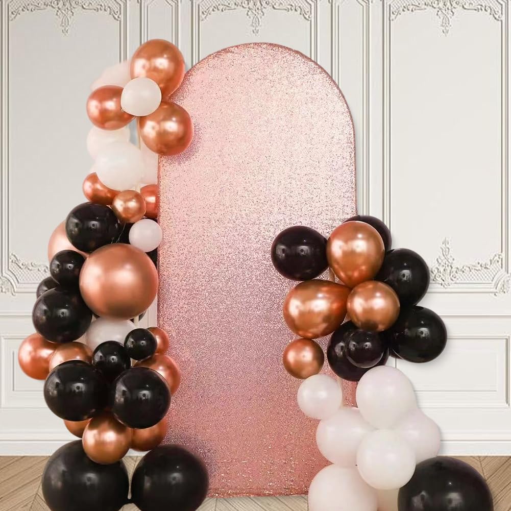 CREATCABIN Arco de Lentejuelas de Oro Rosa de 6 pie para Boda, Soporte de Fibra Elástica, Redondo, Ajustado, para Decoración de Bodas, Fiestas, Cumpleaños, Ceremonias Y Fotografías 180 x 80cm