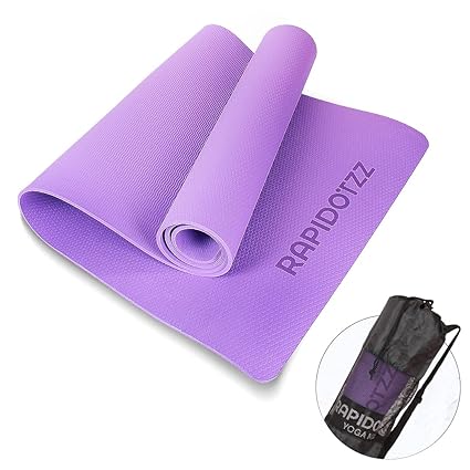 Rapidotzz EVA Yoga Mat with Carrying Bag for Gym Workout and Yoga Exercise, Anti-Slip Yoga Mat for Men & Women Fitness | Flooring Exercise | Anti Tear & Sweat Resistant