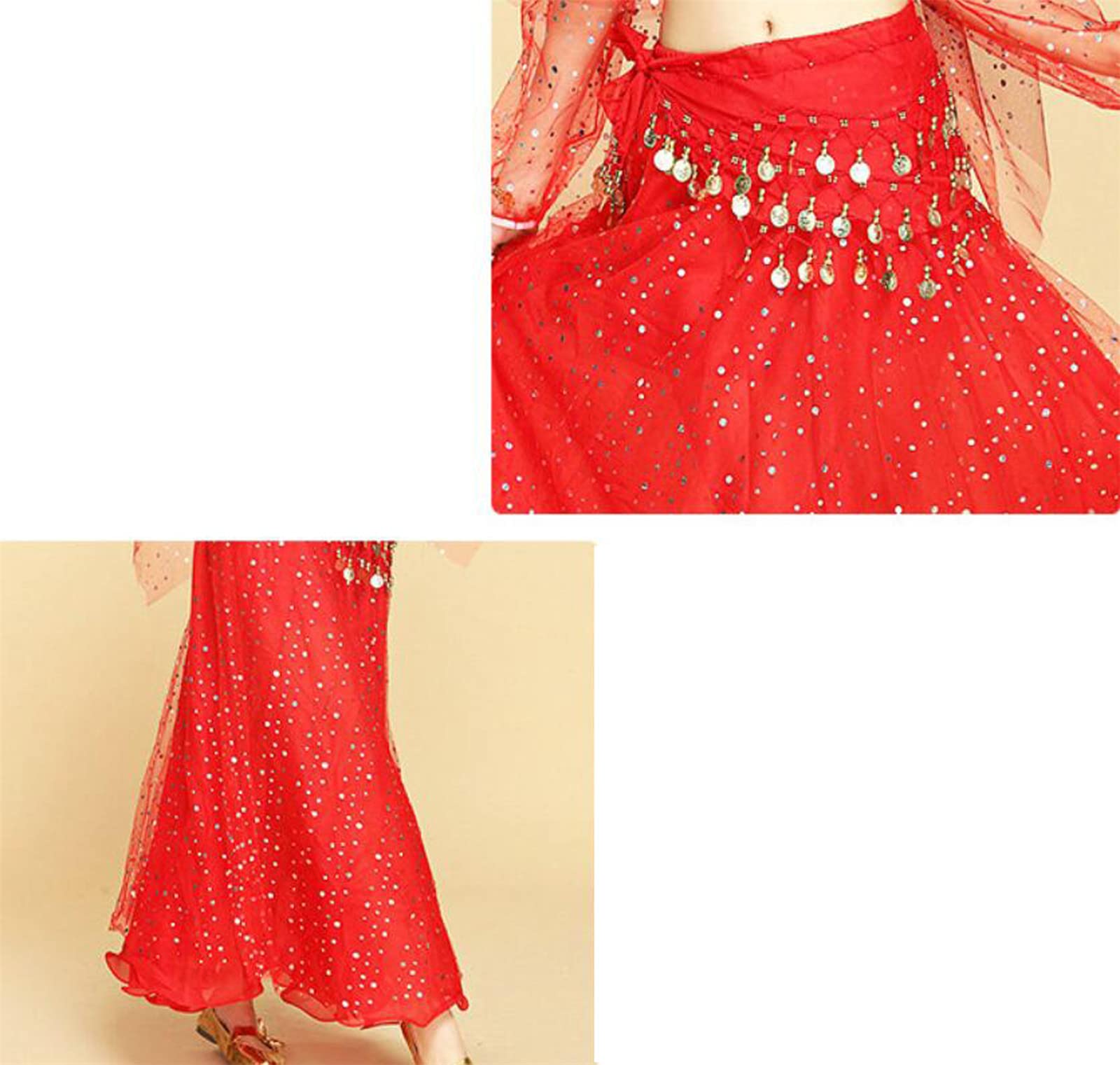 Set di 6 Costumi da Danza del Ventre da Donna Costume da Danza del Ventre di Carnevale Abito da Spettacolo di Danza Indiana di Bollywood Esibizione E Pratica (T1542)