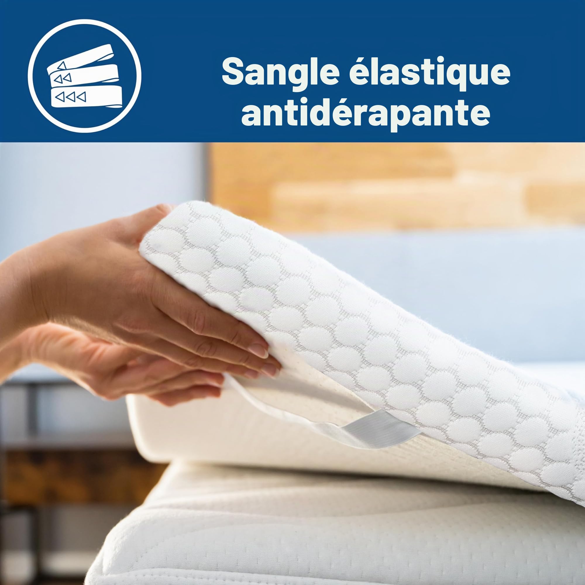 Surmatelas Memoire de forme (70x200cm)-H3 | Topper Correcteur De Matelas 6 cm | Sur-Matelas pour Adulte Ergonomique | Couvre-Matelas Rembourré avec Housse Amovible | Antibactérien & Antifongique