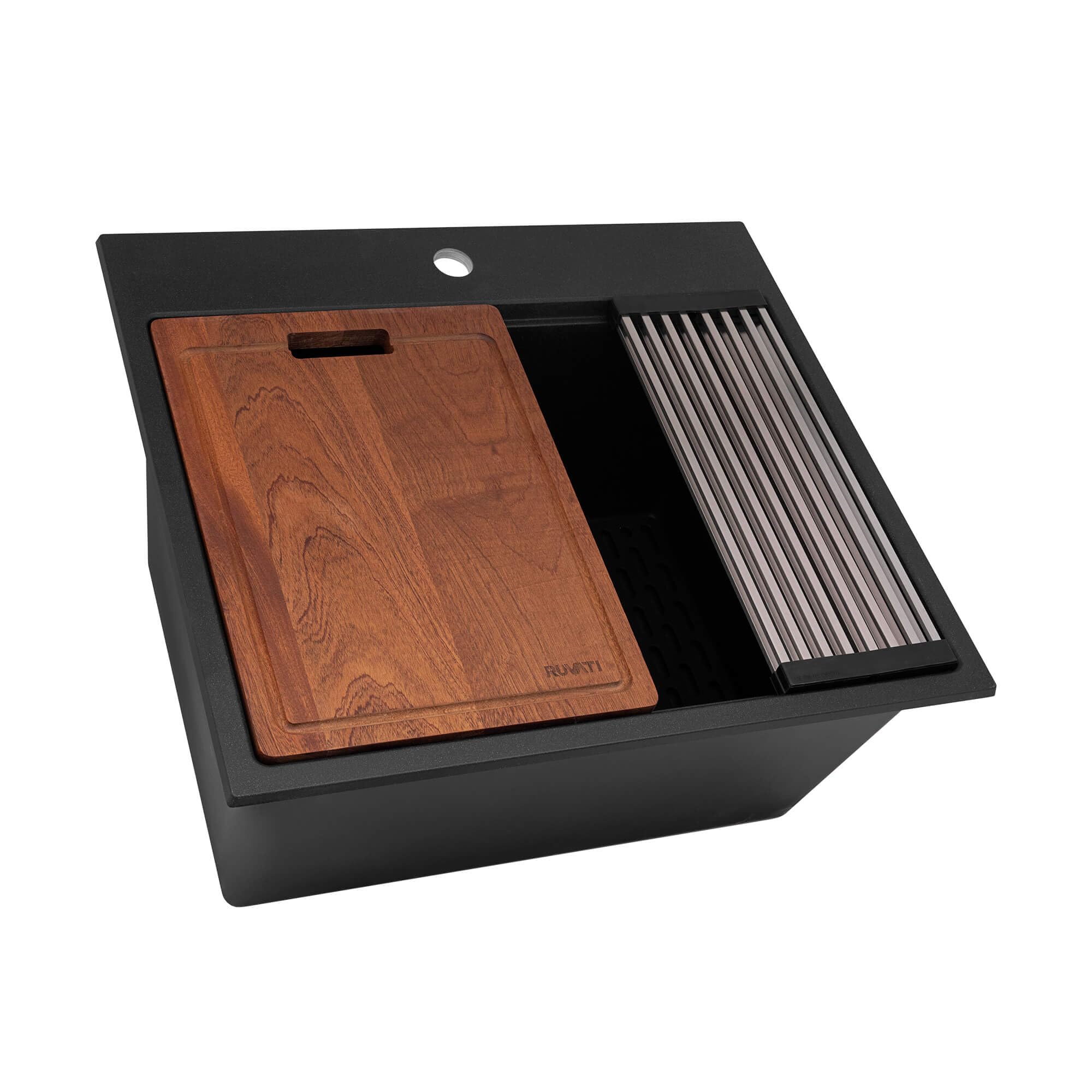 Ruvati 25-inch epiRock Workstation Kitchen Sink - Charcoal