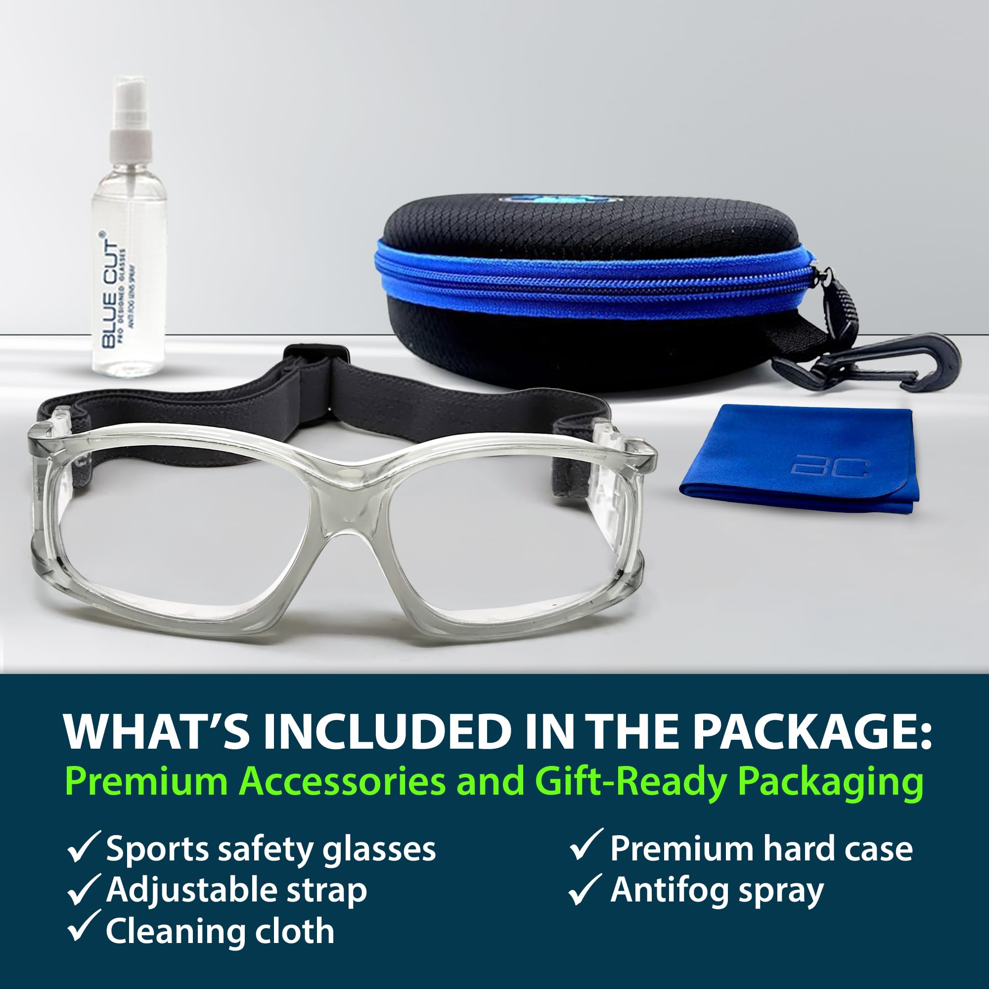 BLUE CUT Gafas de seguridad para deportes al aire libre, unisex, antivaho, reemplazables a lentes graduadas, ideales para baloncesto, raquetbol