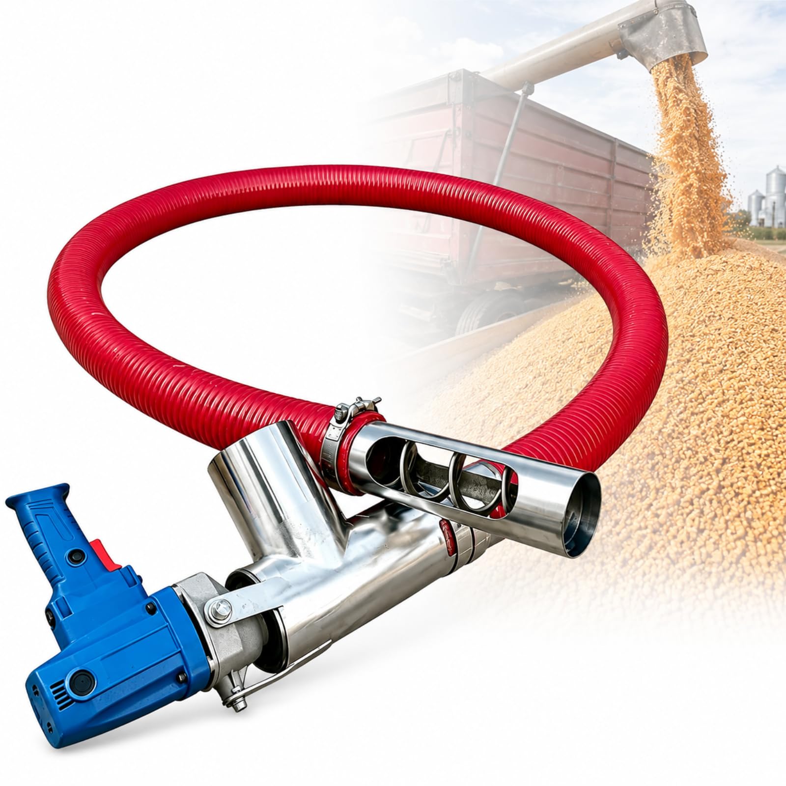Trasportatore Elettrico A Coclea, Aspiratore per Cereali, Trasportatore Elettrico A Coclea da 1500 W 50 Hz con Tubo Flessibile da 1,5 M per Il Trasferimento di Cereali, Fertilizzanti, Cemento,