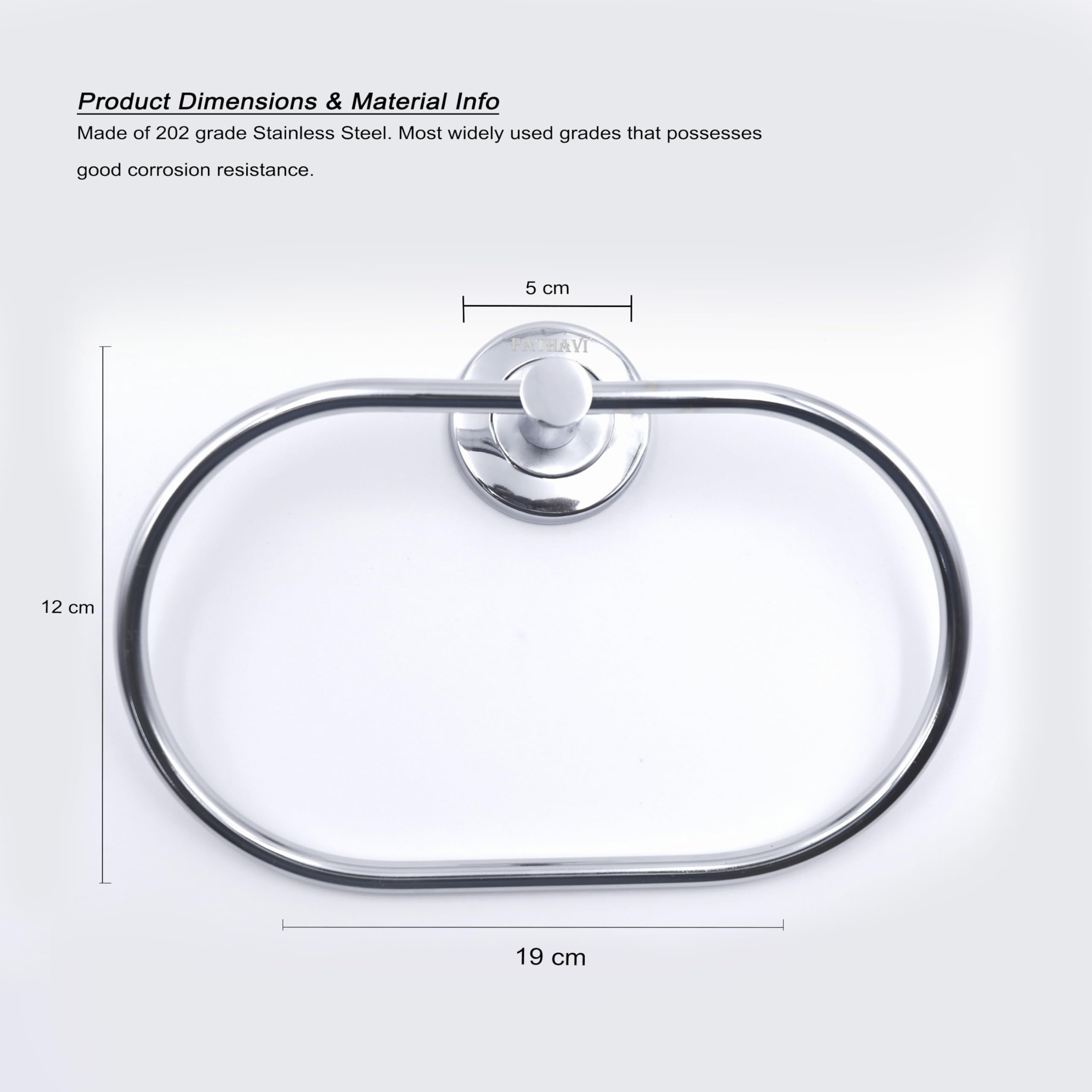 Stainless Steel Towel Holder for Bathroom | Wash Basin | Towel Hanger | Napkin Holder for Wash Basin | Towel Ring| Bathroom Accessories (Oval, Chrome Finish, Pack of 1) — Amazon image 4