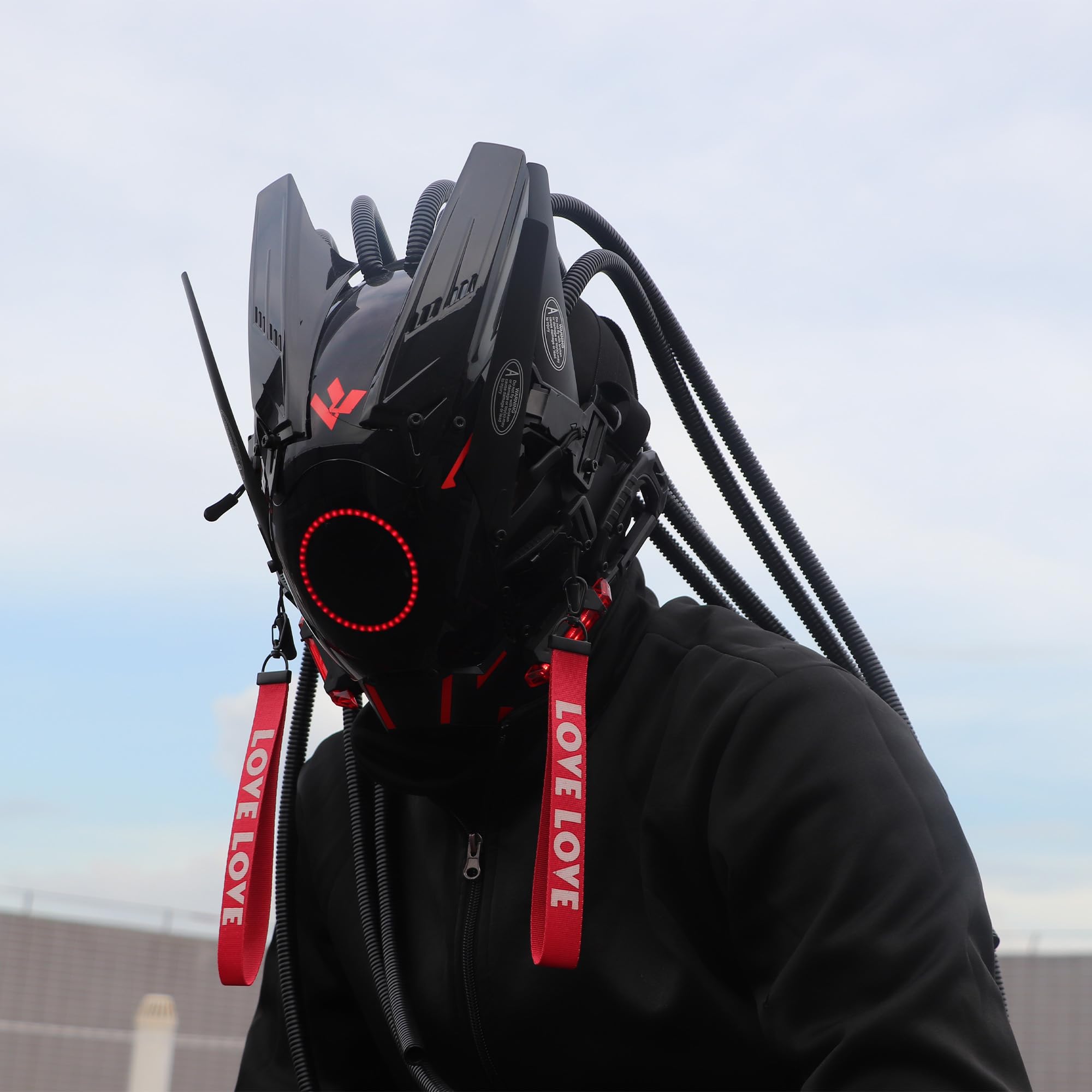 Máscara de casco punk redonda con trenzas, máscara futurista para Halloween, festival de música, cosplay, accesorios de disfraz para adultos
