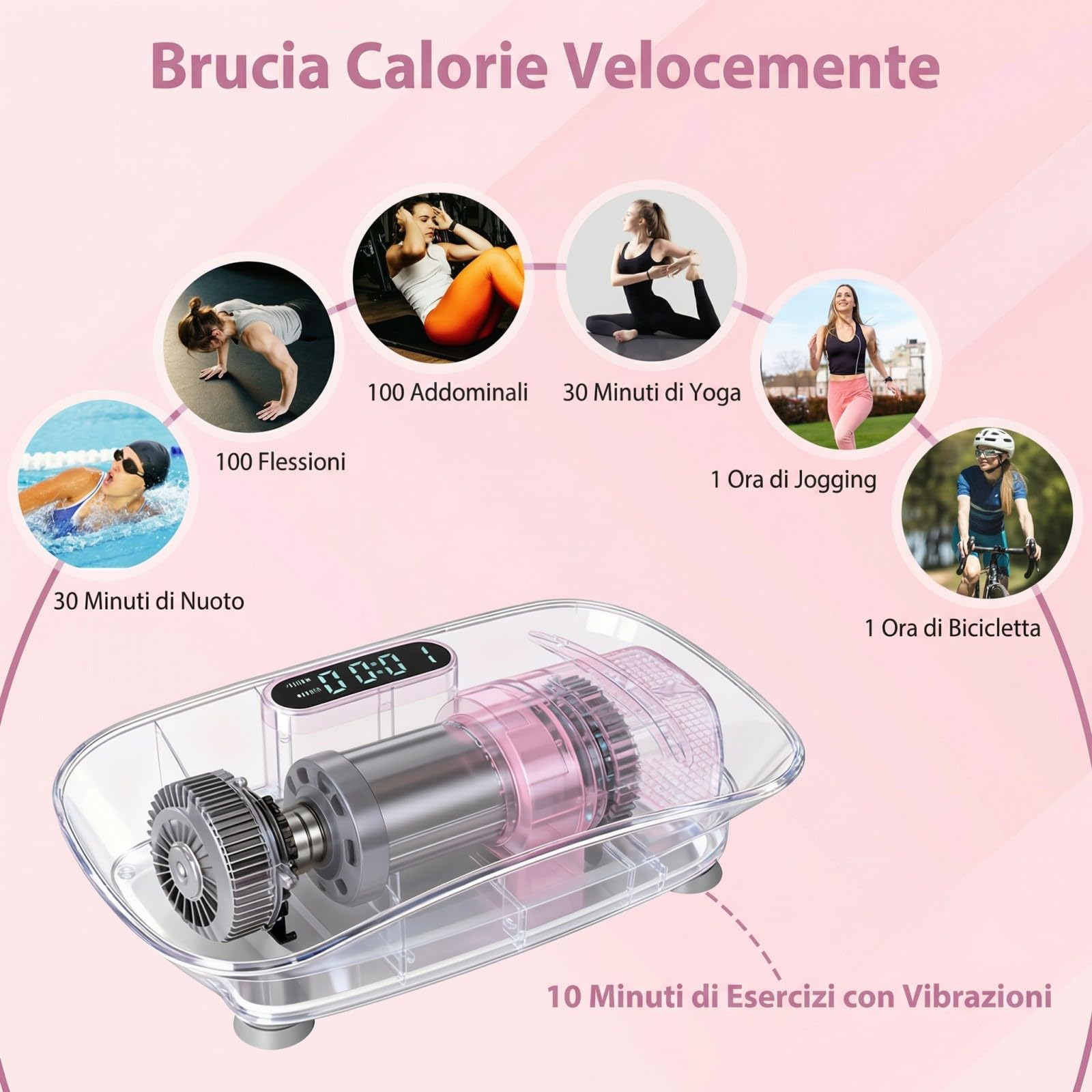 GYMAX Pedana Vibrante Dimagrante con 10 Livelli di Intensità e Timer da 10 Minuti, Schermo con Durata dell'Esercizio, Piattaforma Vibrante con Telecomando per Allenamento a Casa