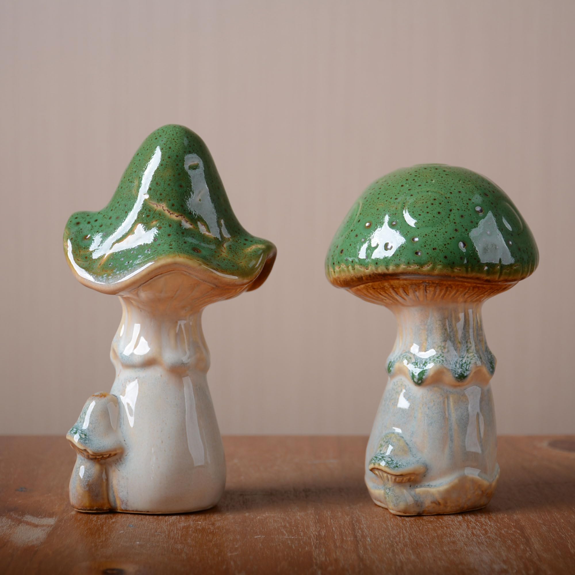 SEINHIJO Statua Decorativa Funghi Scultura Giardino Figurine Moderna Arts Regalo Ceramica Statuetta per Patio Cortile 17cm