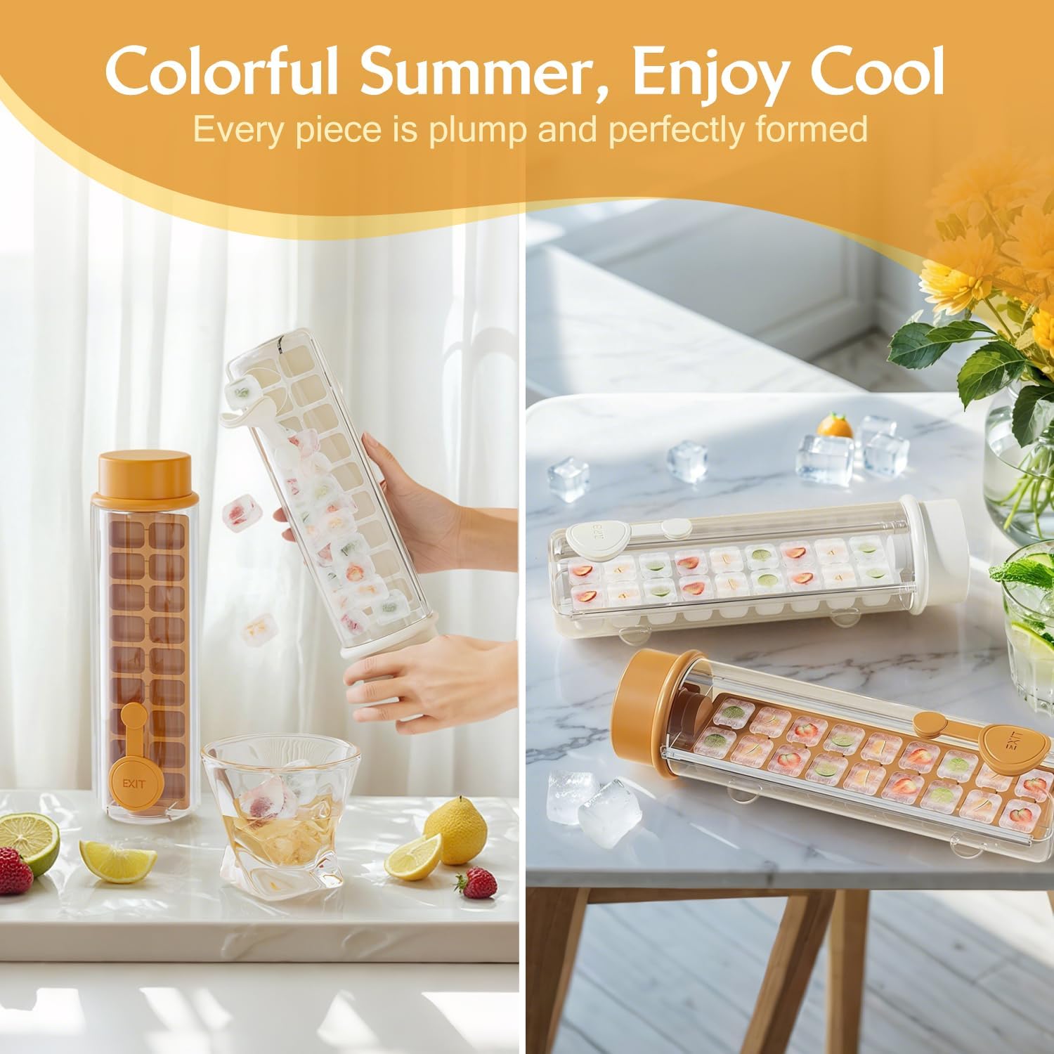 Herseme Easy Release 18-Cube Ice Tray for a Colorful Summer