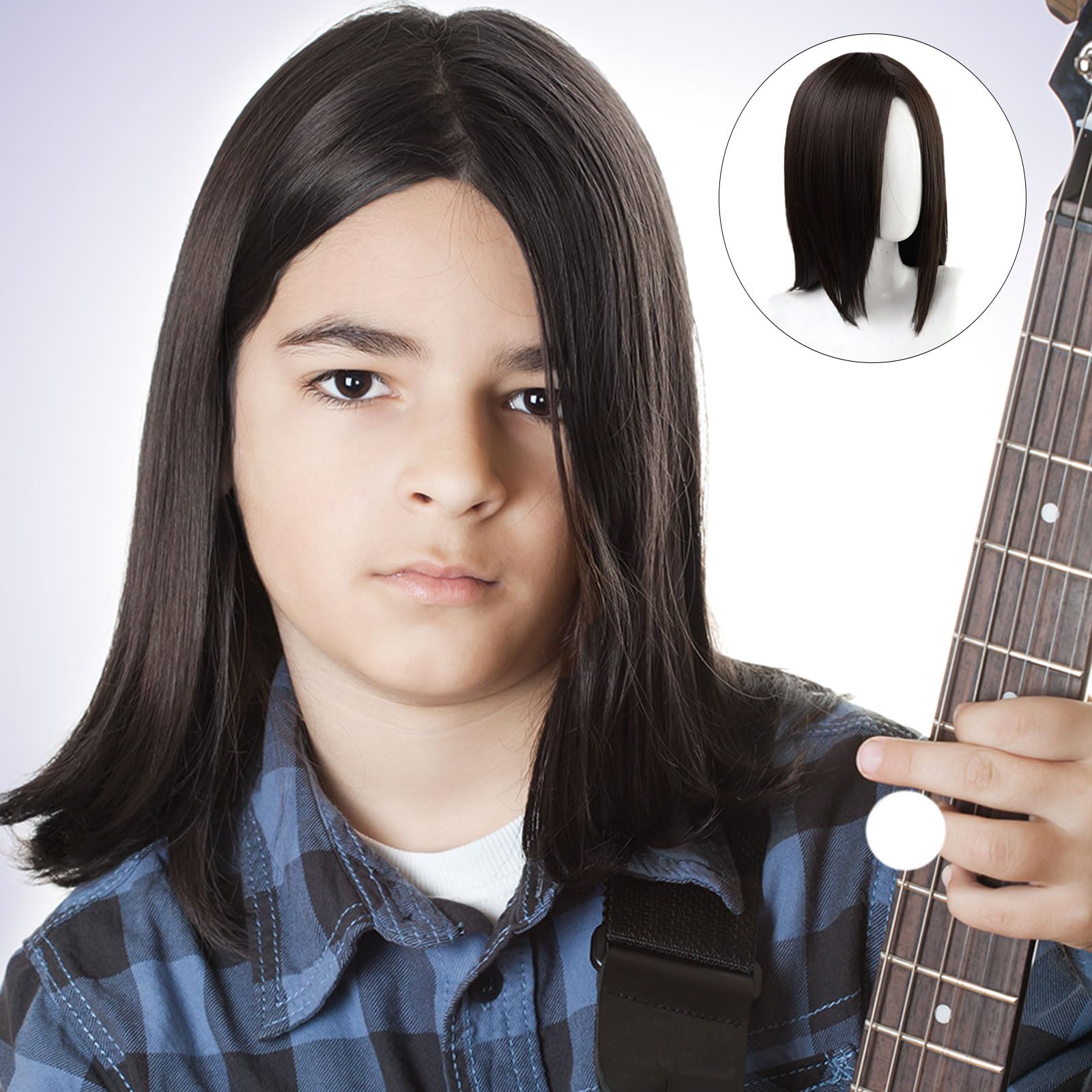 FOUNSHO Mens Black Straight Wig - Image 4