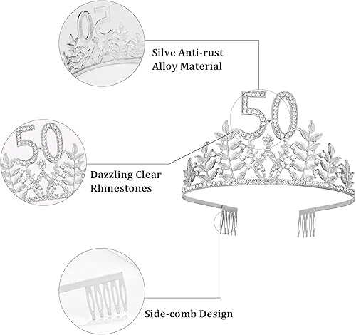 Miniatura 10 de CIEHER Banda morada de cumpleaños número 40 y corona de cumpleaños 40 para mujer, tiara de cumpleaños 40 púrpura de 40 años y fabulosas tiaras y