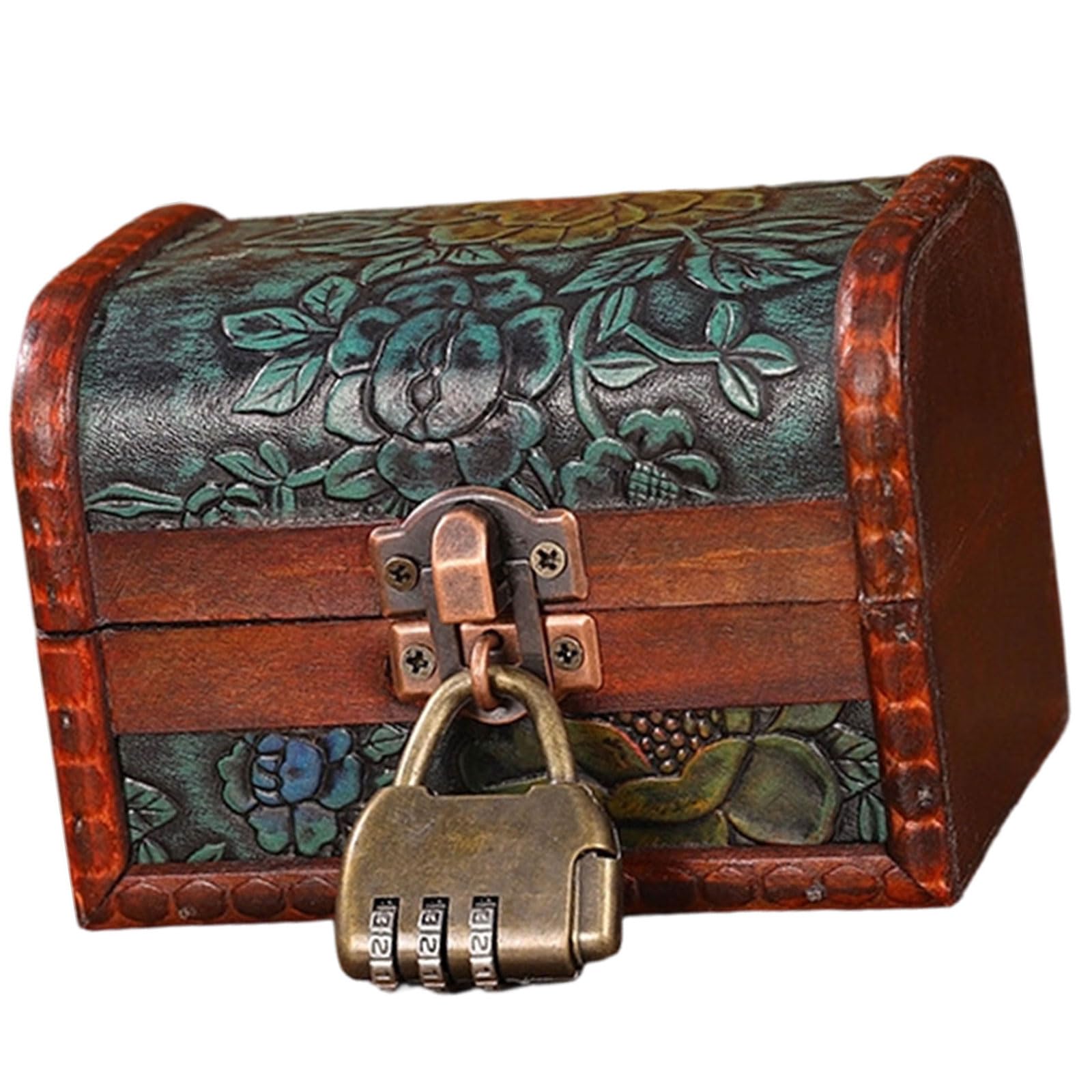 uikios Wood Jewelry Chest with Metal for Jewelry Storage and Rustics Home Decoration Accent Handcraft Wood Case