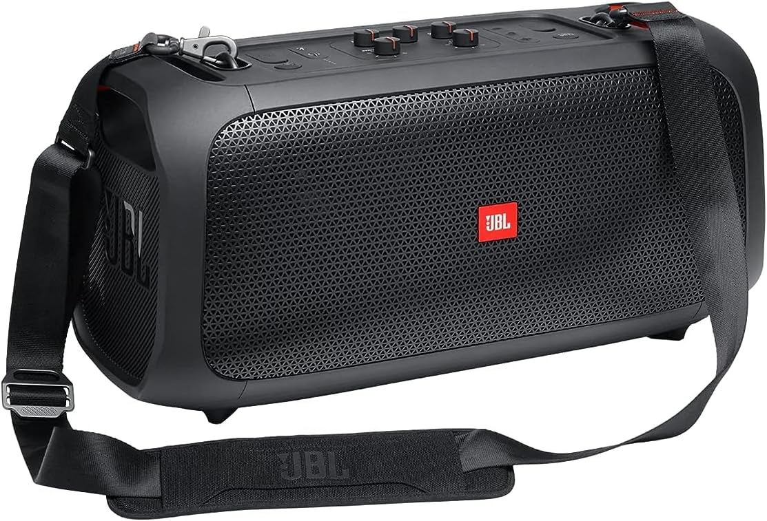 Partybox On-The-GO Portable Party Speaker with Built In Lights and Wireless Mic, 100W of Powerful Booming JBL Pro Sound, Heavy Bass, IPX4 Splashproof, Bluetooth Stream - Black, JBLPARTYBOXOTGUK