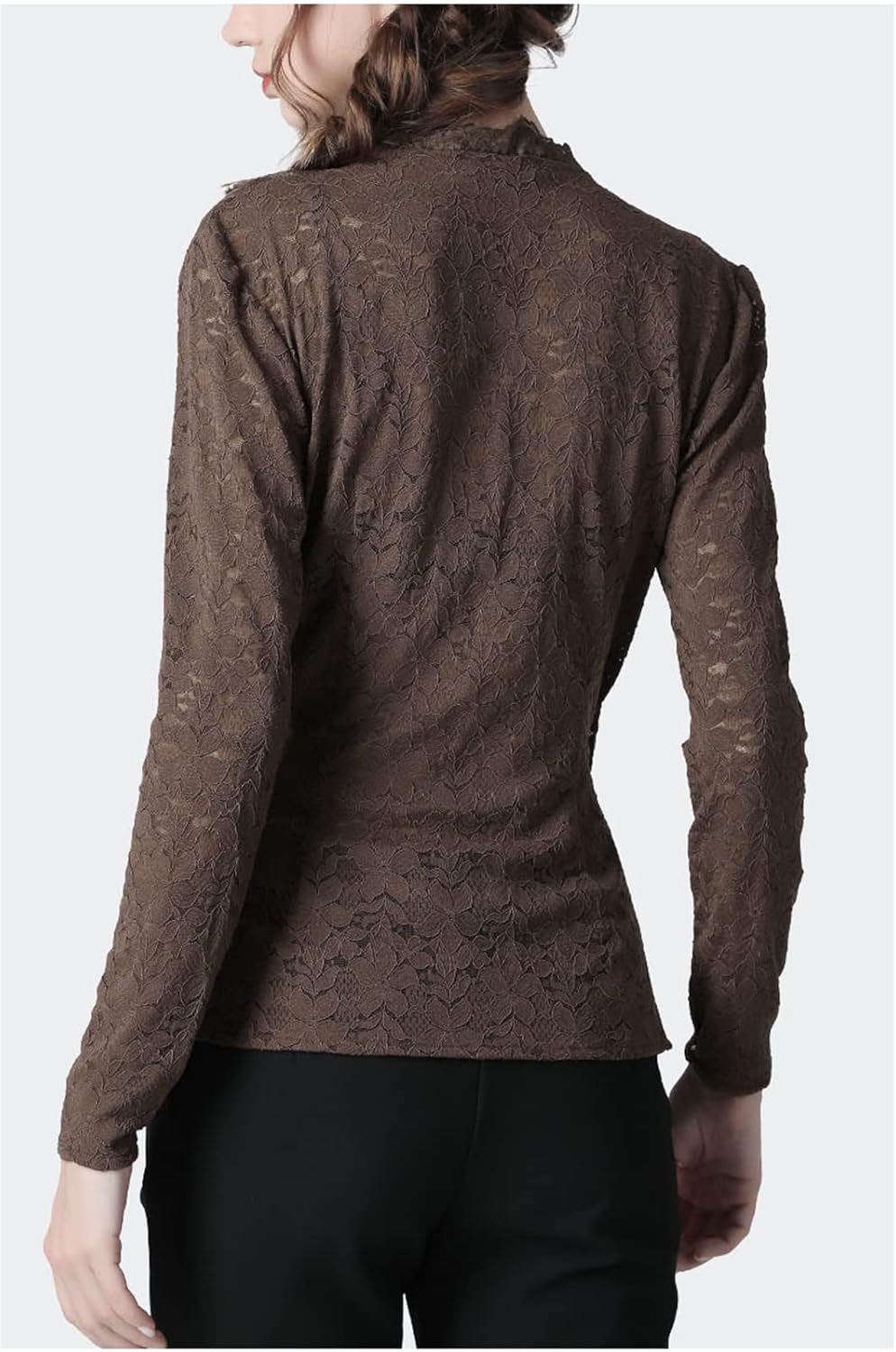 Womens Lace Blouses Elegant Slim Hook Flower Lady Bottoming Shirt Pullover Tops