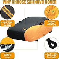 Vista 6 de Riakrum Funda completa impermeable para todo tipo de clima, para automóviles, resistente al viento, a la lluvia, protección UV, resistente a
