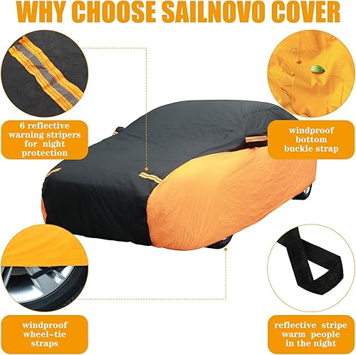 Miniatura 6 de Riakrum Funda completa impermeable para todo tipo de clima, para automóviles, resistente al viento, a la lluvia, protección UV, resistente a los