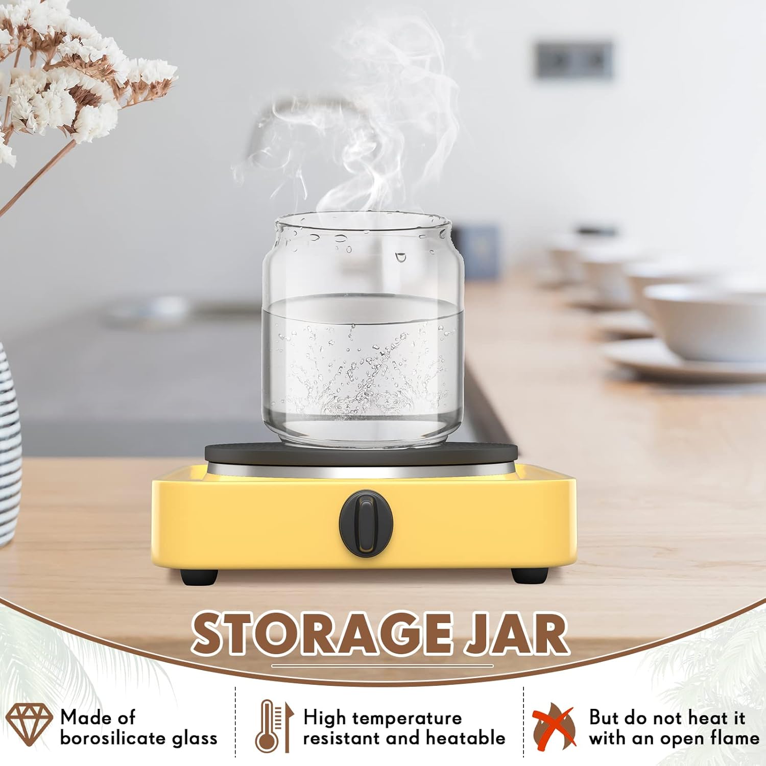 Irenare 16 Pack Glass Containers Canister Set, 17 oz Food Storage Spice Jars with Airtight Lids, Clear Kitchen Containers for Coffee Sugar Tea Beans Nuts Candy Pantry Organization (Wood) - Image 6