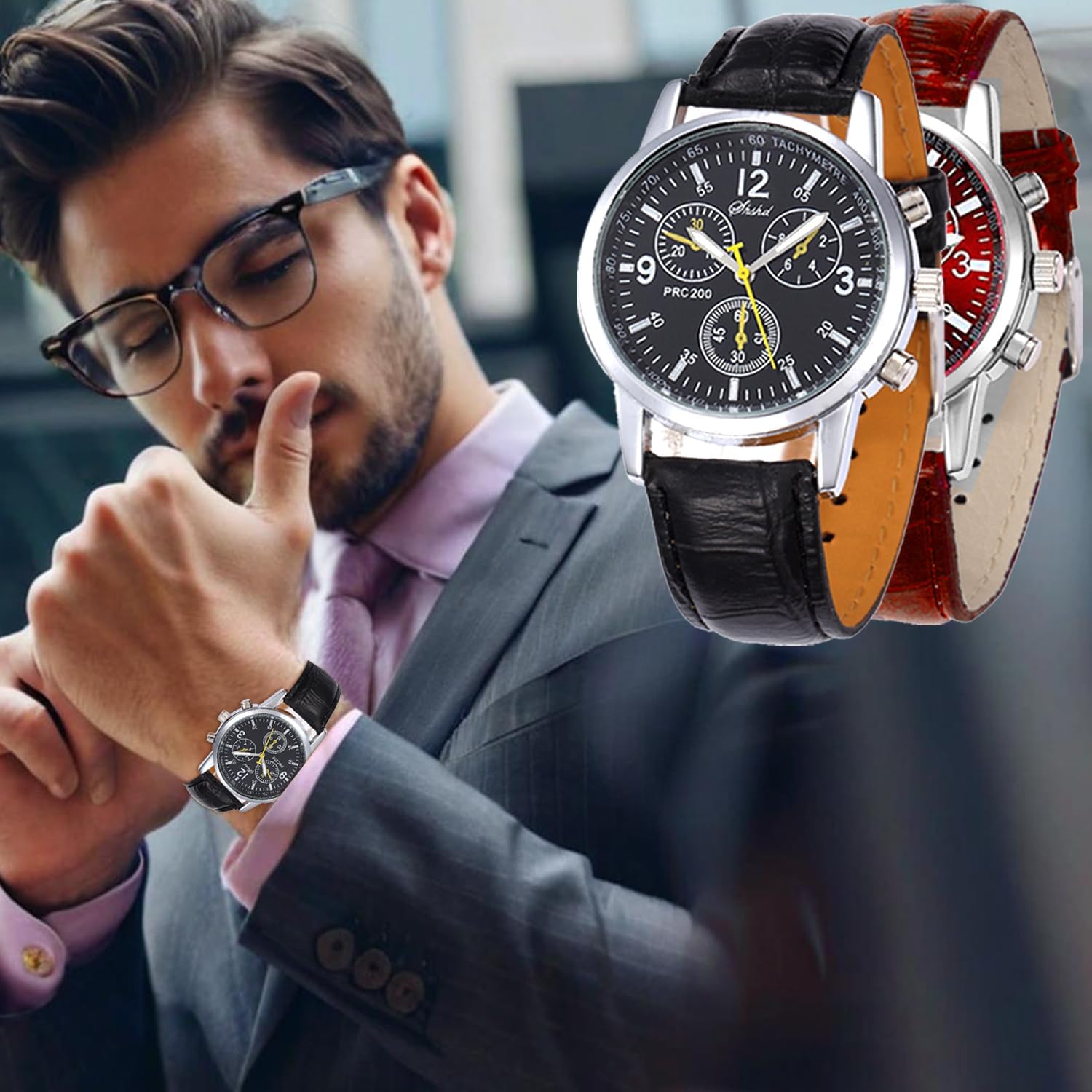 12 Pack Men's Leather Quartz Watch Classic Business Casual Dress Jelly Sports Wrist Band Watches Wholesale Bulk Lots Set Men Watches