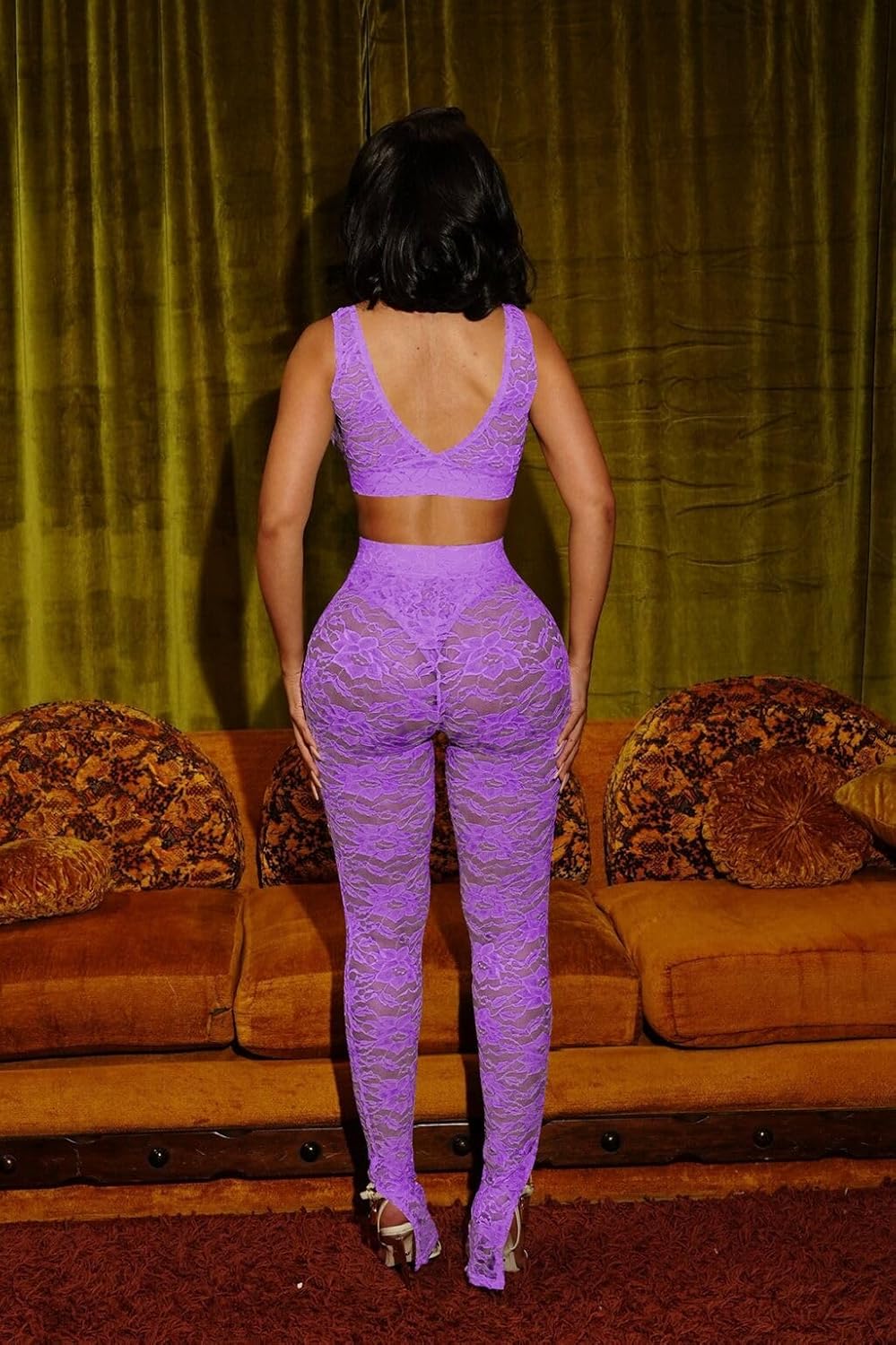 Sexy Two Piece Outfits for Women Club Night See Through Stretchy Lace Cute Birthday Outfits for Women Sexy 2025 - Image 4