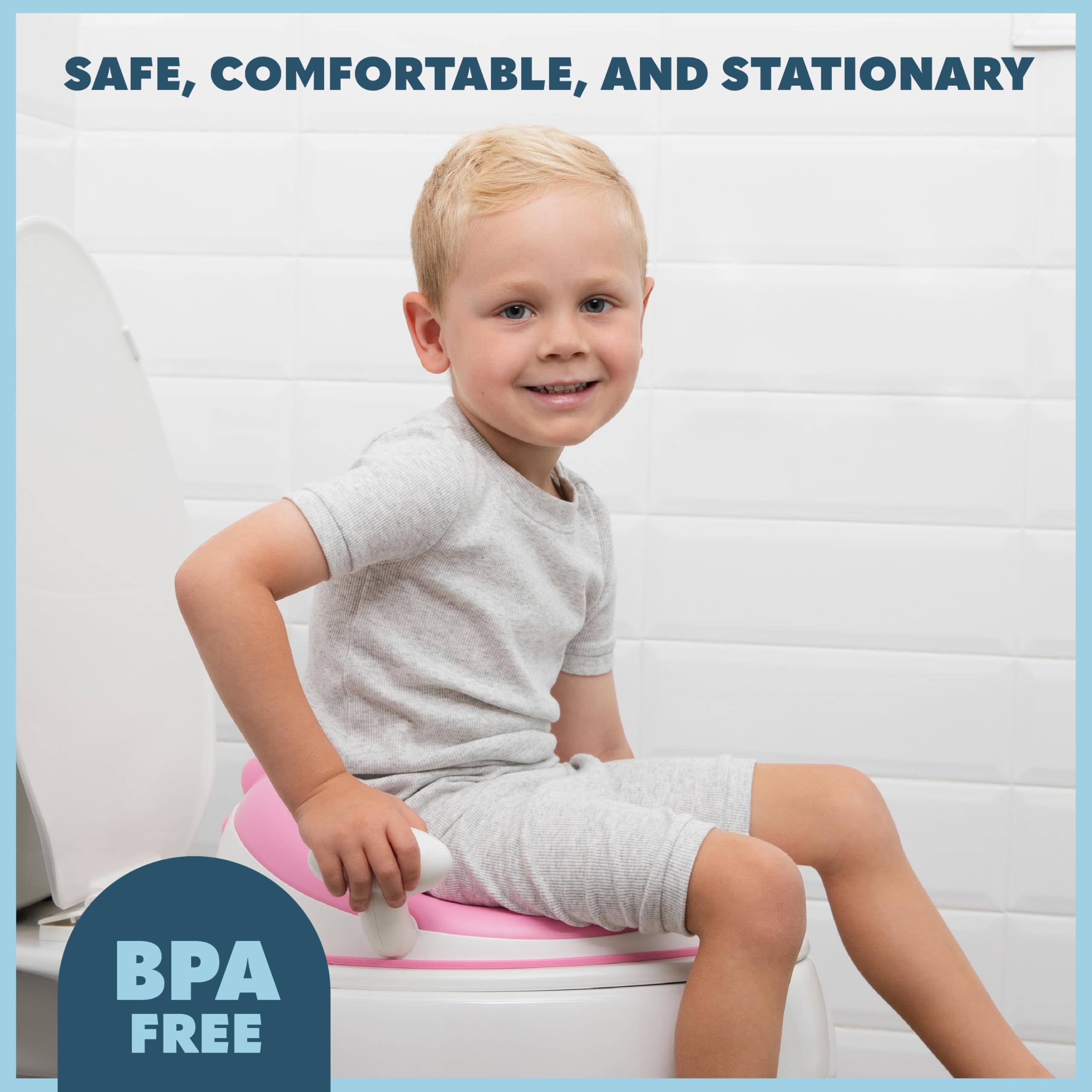 Todays Kids Asiento de inodoro antideslizante para entrenamiento de bebés para niños pequeños, cojín cómodo y suave, asas de agarre seguro, diseño de protección contra salpicaduras, accesorio para