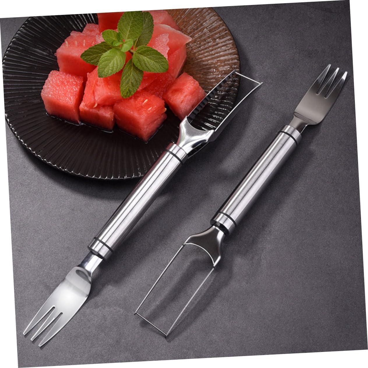 Watermelon Fork Slicer 2-in-1 Stainless Steel Quick Cutting Tool