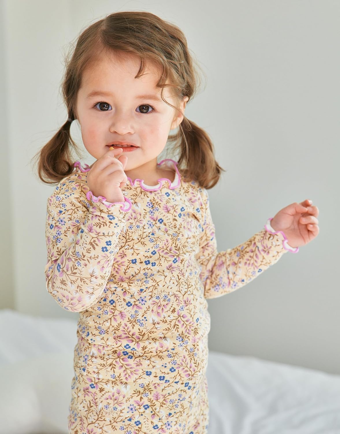 moimoln 6M-8Y Baby Toddler Girls Floral Modal Cotton Long Sleeve Pajamas
