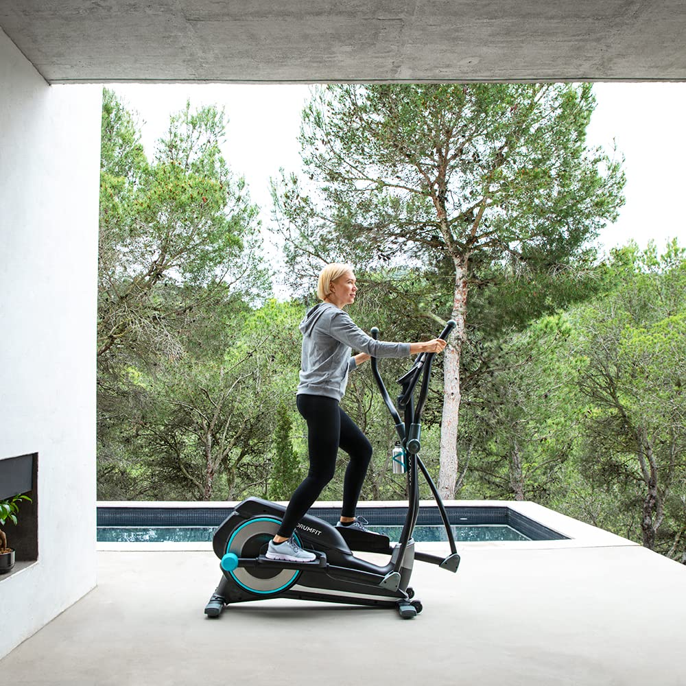 Cecotec Bicicletta Ellittica DrumFit Elliptical Eir Pro. Resistenza Magnetica Regolabile con Motore, Volante inerzia 8-10 Kg, Monitor LCD, Supporto Dispositivi, Ruote Trasporto, Bottiglia e