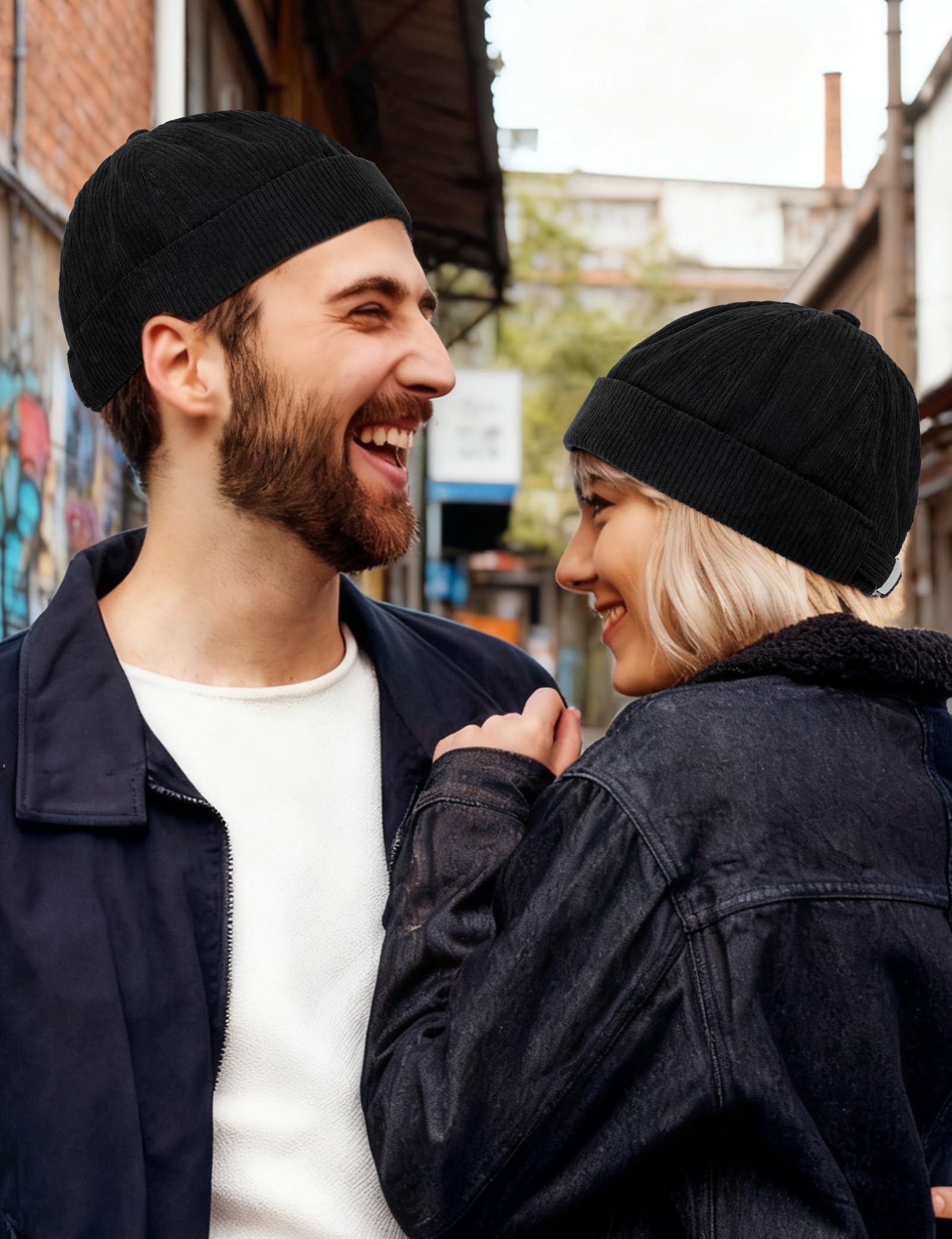 Becellen Czapka bez daszka, czapka Docker Beanie bez ronda Brimless Hat Docker Cap Mężczyźni Kobiety Rolled Corduroy Regulowana rekreacja i na zewnątrz