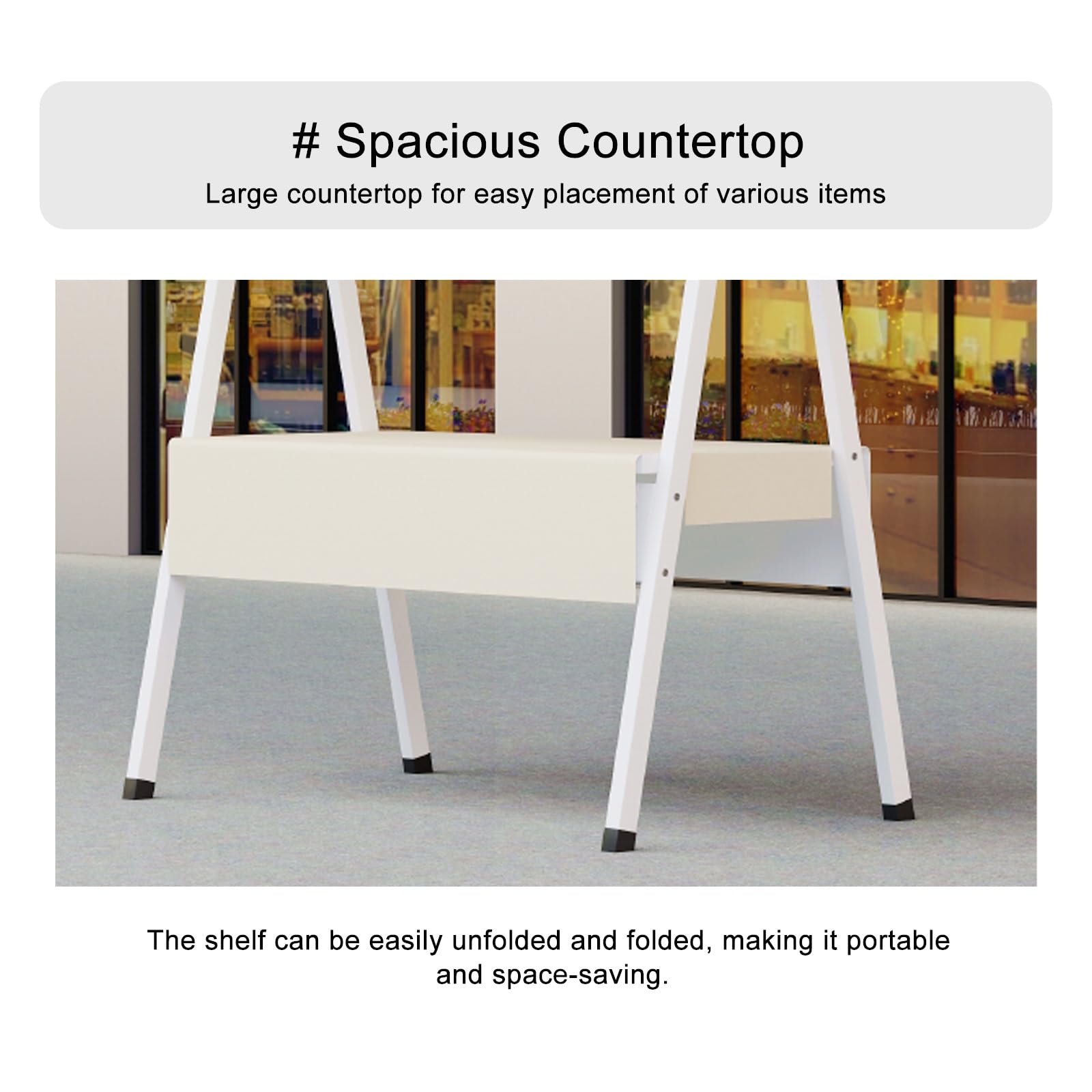 Genérico Carrito Plegable portátil para vendedores de Comida - Estante móvil para Puestos de Mercado, Ventas callejeras, Eventos al Aire Libre y ferias - Beige 160 cm/62,9 Pulgadas - Ideal para Vende