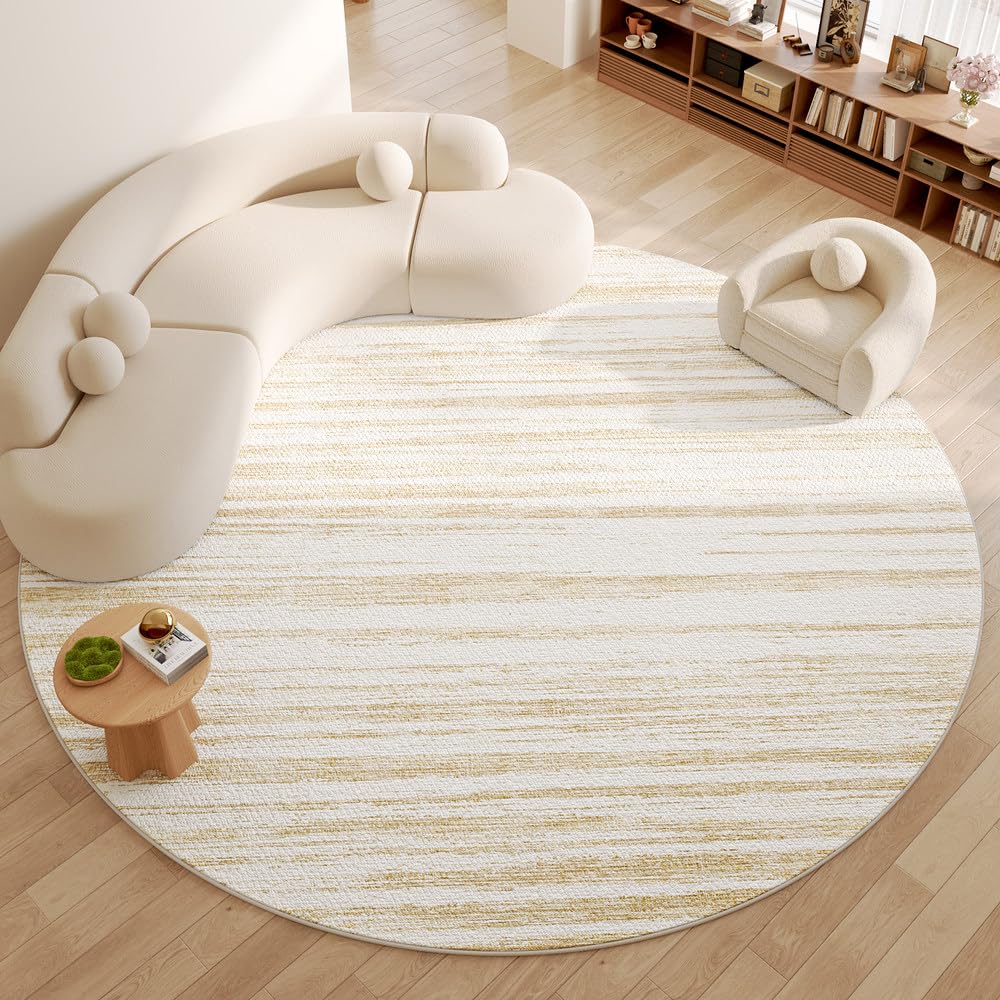 Tapis rond salon moelleux 100 cm : revêtement de sol doux pour chambre
