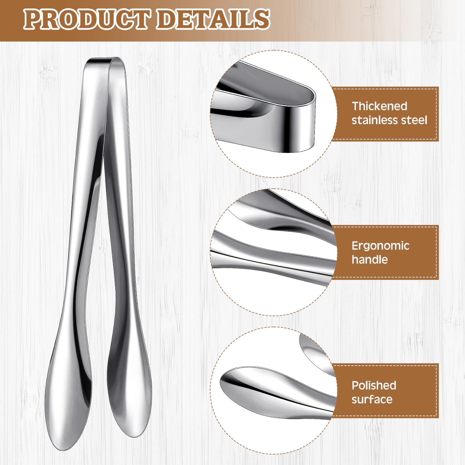 Juego de 2 pinzas de acero inoxidable pulido de 9 y 12 pulgadas, pinzas de servicio resistentes para cocina, bufé y mesas de fiesta, pinzas de cocina para recoger hielo, aperitivos, ensaladas