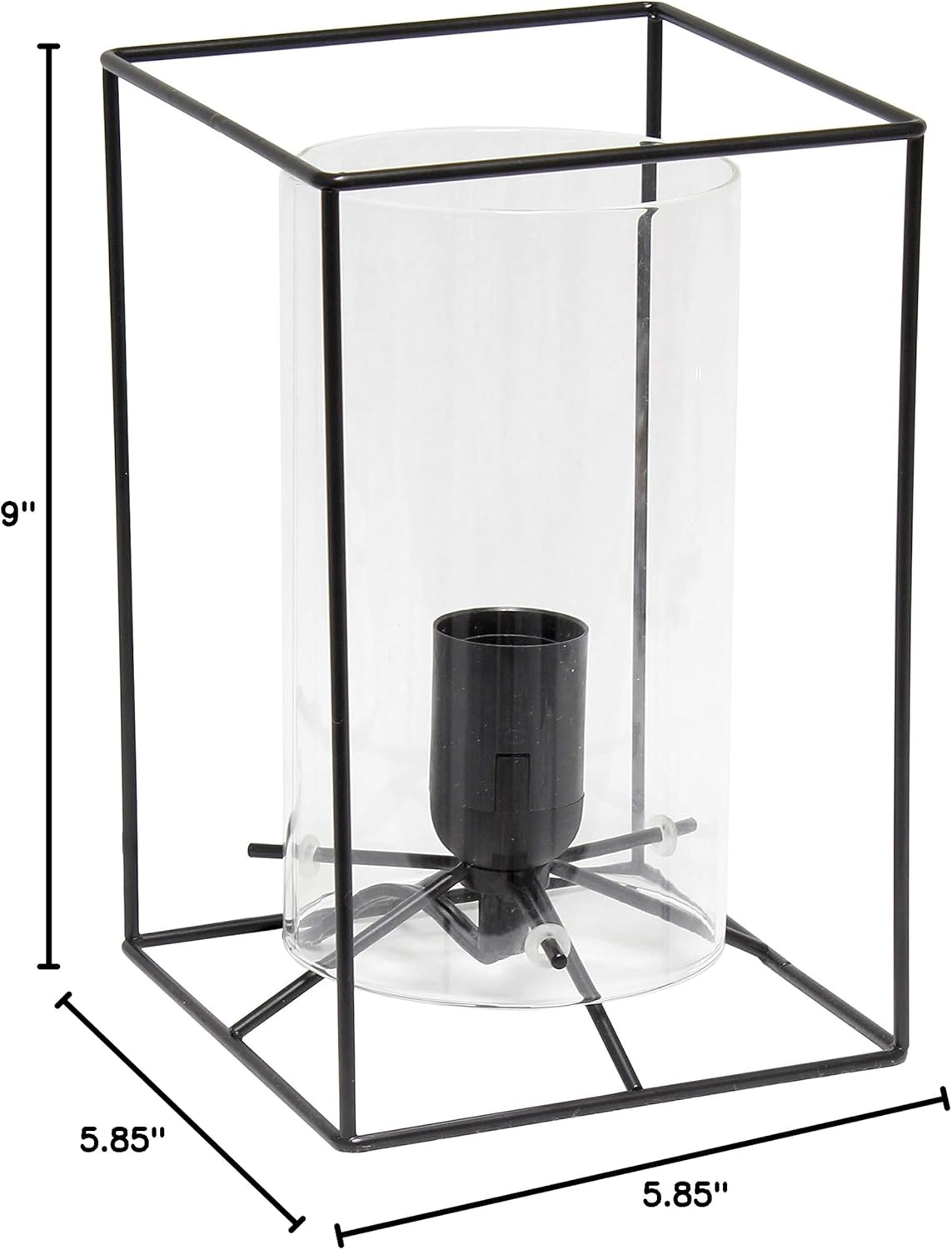 Elegant Designs LT2069-CLR Small Exposed Glass and Metal Table Lamp, Black and Clear