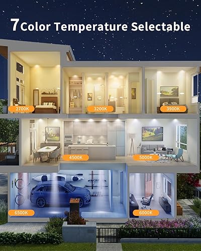 Miniatura 2 de JESLED Paquete de 24 luces empotrables LED ultrafinas 7CCT de 6 pulgadas con caja de conexiones, 2700k3200k3900k4500k5000k6000k6500k, luz de techo