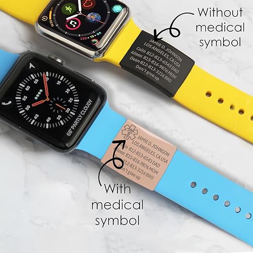 Miniatura 2 de Etiqueta de alerta médica personalizada etiqueta de identificación grabada personalizada para identificación de banda de reloj, etiqueta médica para