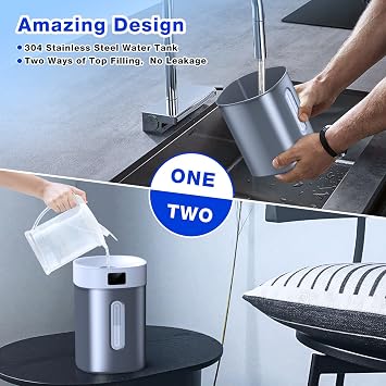 Stainless Steel Humidifier for Bedroom & Large Room,4L Easy to Clean Cool Mist Humidifier, Mold Free & Dishwasher Safe Water Tank, Essential Oil Diffuser for Baby Nursery, Plants, Home