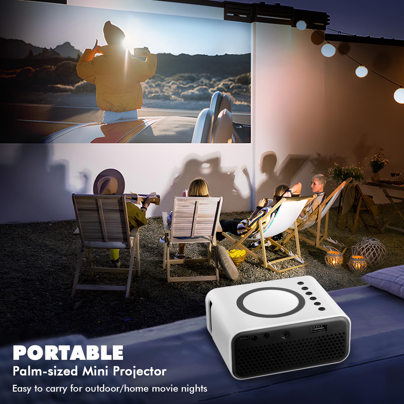 Mini Proiettore Portatile Full HD 1080P Con Altoparlanti Hi-Fi – Per Smartphone, HDMI, USB, PS5