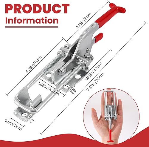 Miniatura 9 de 4 abrazaderas de cierre de palanca resistentes 4003, abrazadera de palanca ajustable de capacidad de 1320 libras con cerradura, abrazaderas de