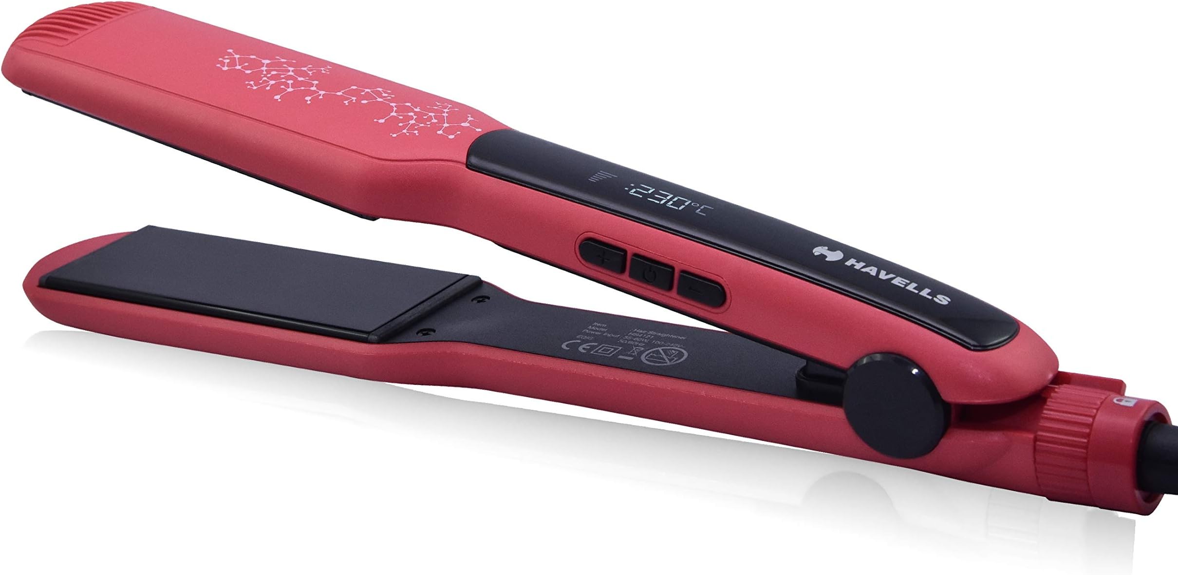 Wide Plate Hair Straightener - HS4121 (Red_Free Size)