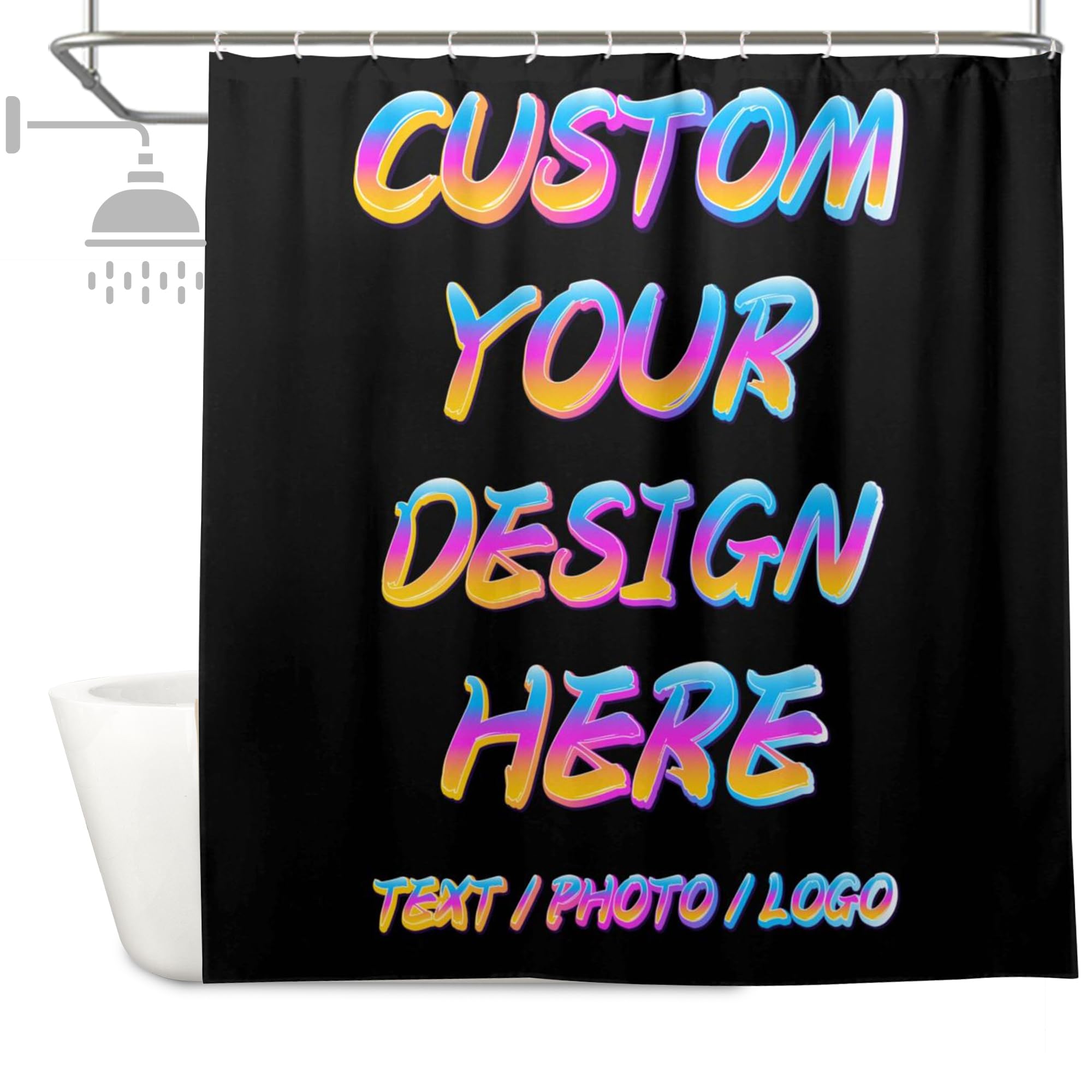 Custom Shower Curtain Personalized Your Design with Picture Photo Shower Curtains for Bathroom Waterproof Shower Curtain Liners with 12 Hooks for Washroom Hotel Home Decor