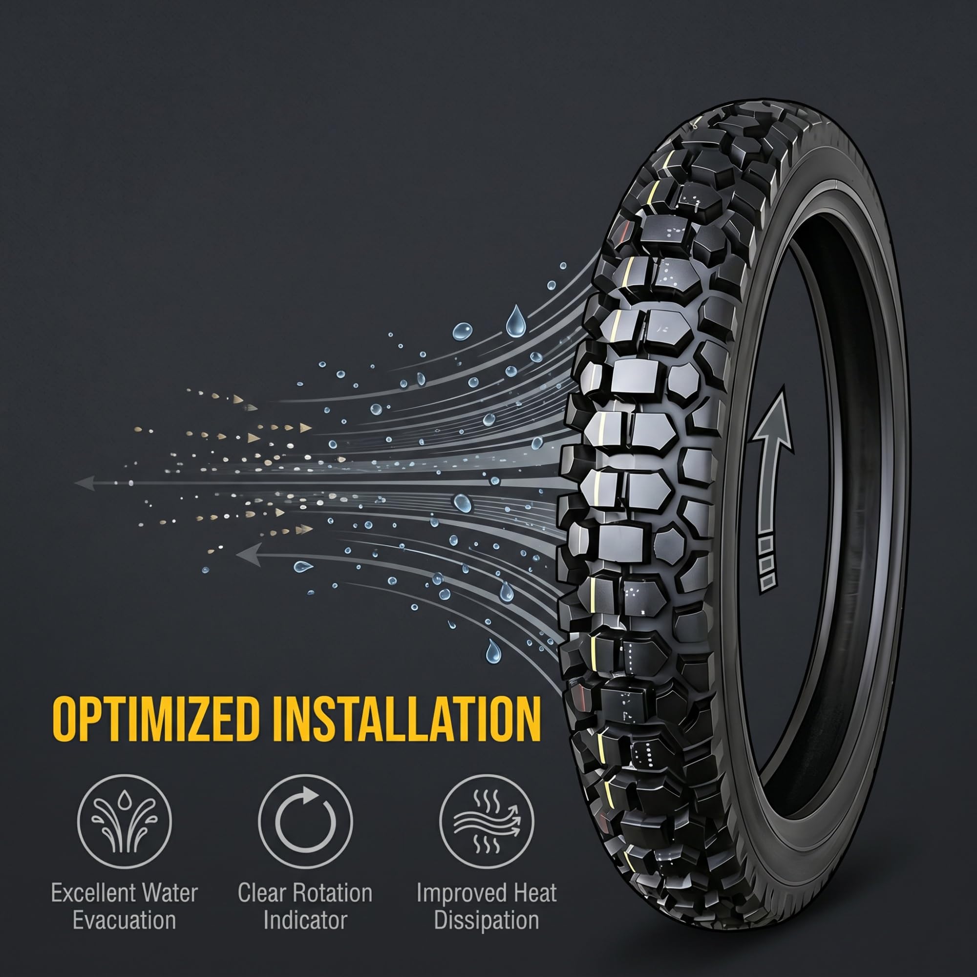 2.75-18 Pneu Moto Tubeless pour Jante 18 Pouces 2.75/18 8 Plis 48P 300kPa 195kg Charge Max 2.75 18 Profil Tout-Terrain