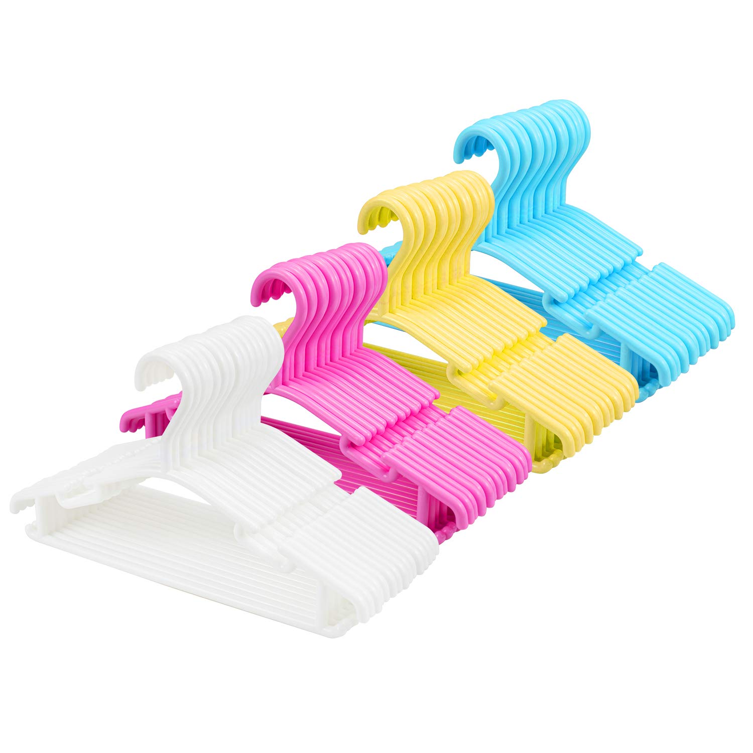 Tebery 60 Pack Plastic Kids Hangers Assorted Color Nonslip Baby Hangers for Laundry and Closet