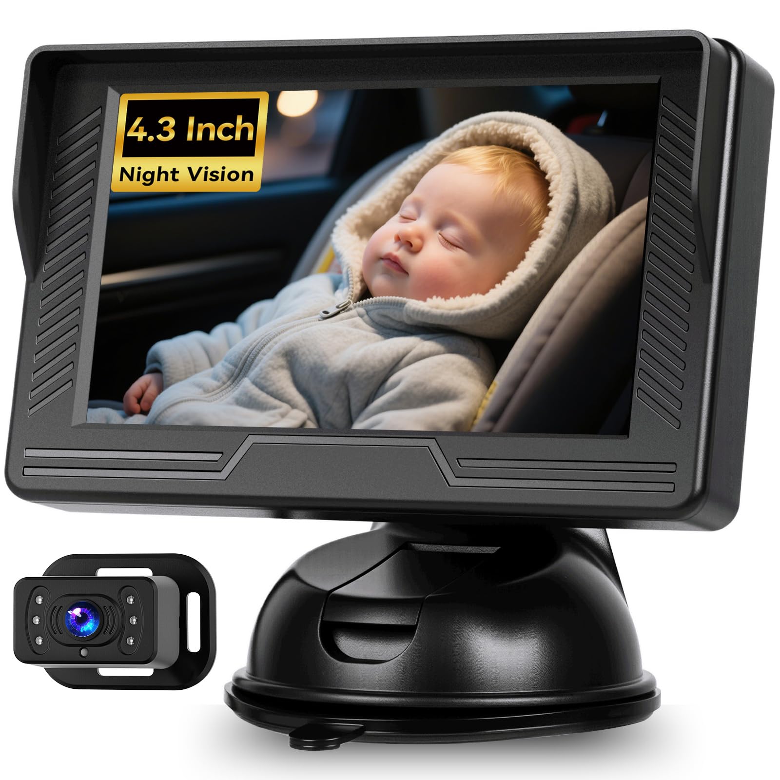 Espejo de Coche para Bebé, Monitor retrovisor para bebés de 5 Pulgadas con función de visión Nocturna IR para bebés, niños, bebés pequeños y Padres primerizos