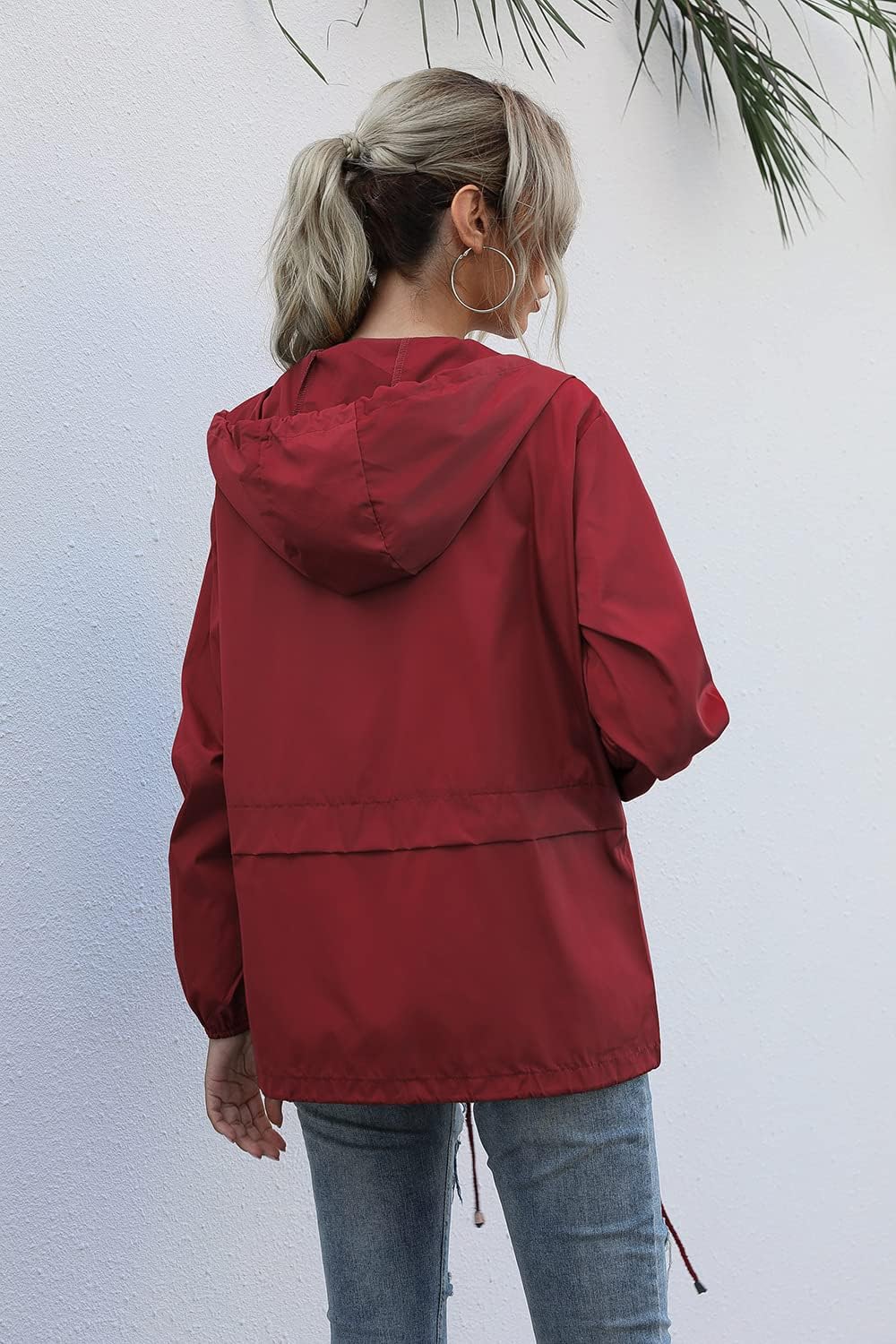 Women's Waterproof Raincoat Lightweight Rain Jacket Hooded Adjustable Windbreaker Rain Coats with Pocket for Outdoor - Image 4